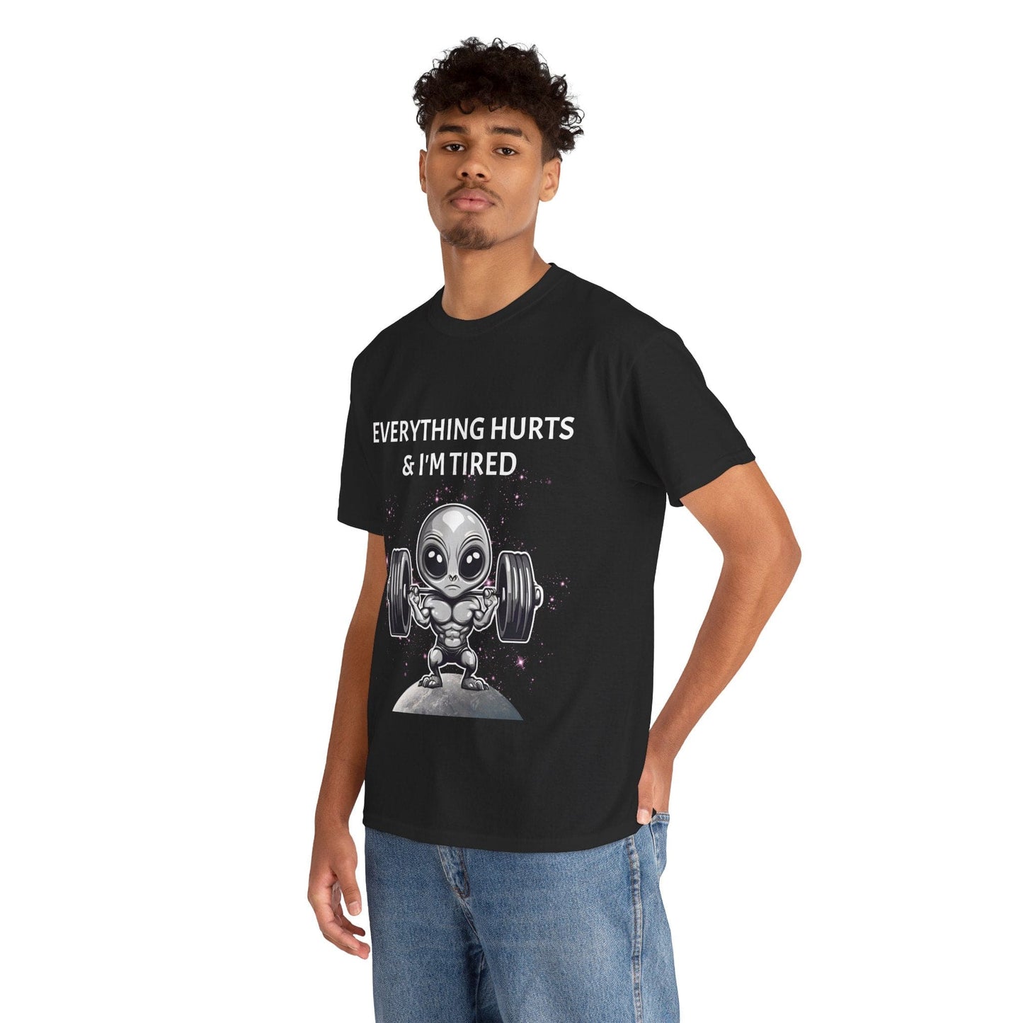 Camiseta de culturista alienígena - Flashlander Camiseta de gimnasio con todo me duele y estoy cansado