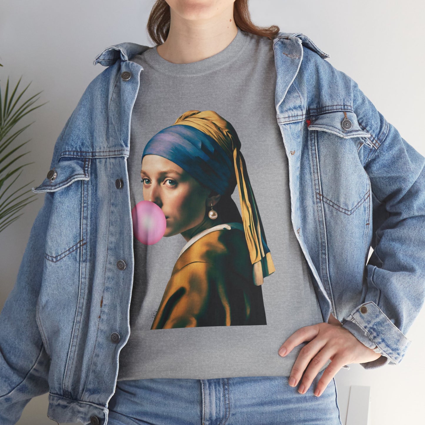 Bubble Gum Girl with a Pearl Earring Johannes Vermeer - Flashlander Gym Shirt