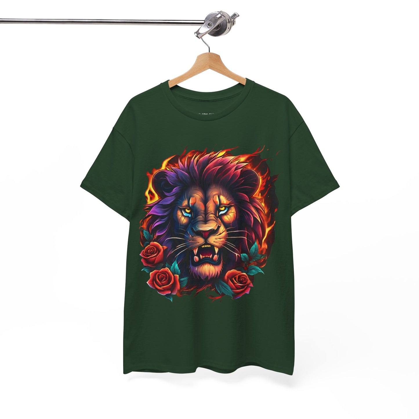 Lion Flames and Roses T-Shirt Flashlander