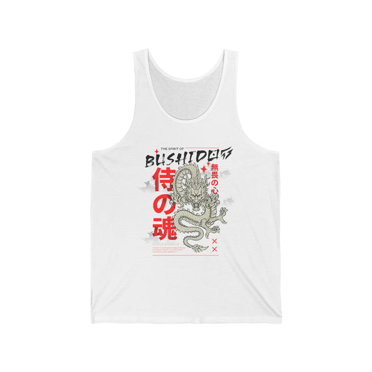 Dragon Spirit of Bushido Gym Jersey Tank Flashlander Cotton Unisex White