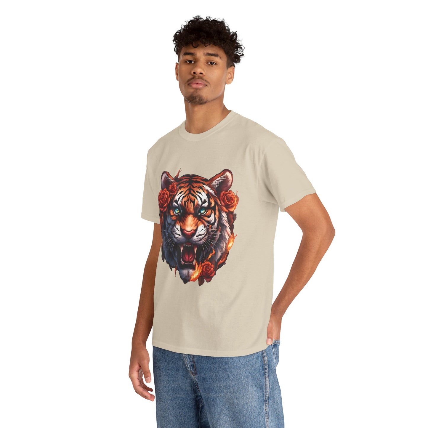 Tiger Flames and Roses T-Shirt Flashlander