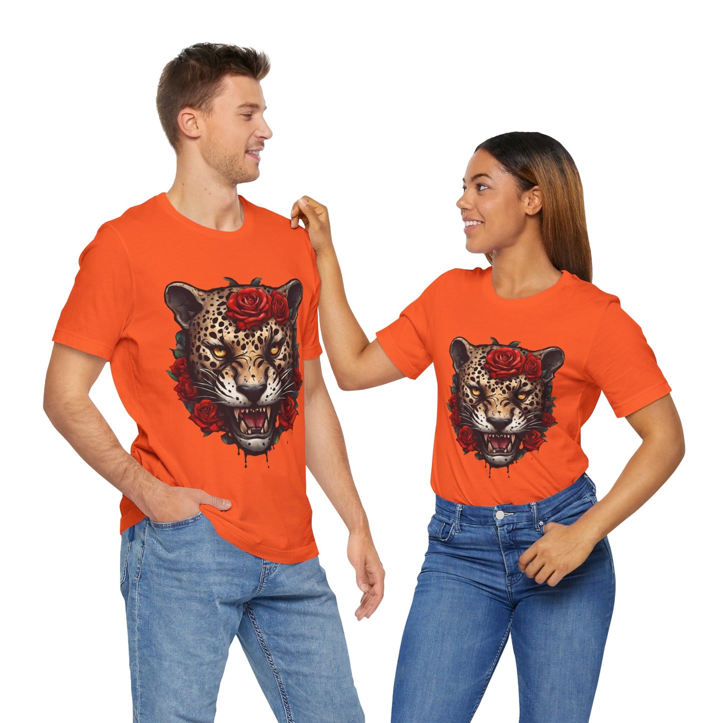 Jaguar Flames and Roses Graphic Tee Flashlander