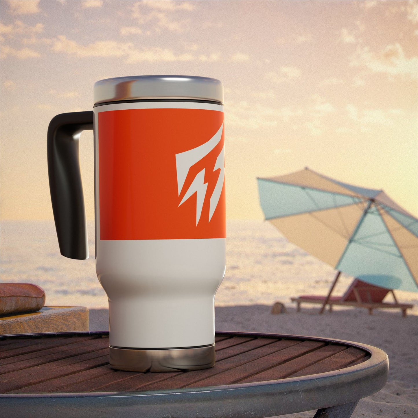 Flashlander Stainless Steel Travel Sports Mug with Handle 14oz Orange