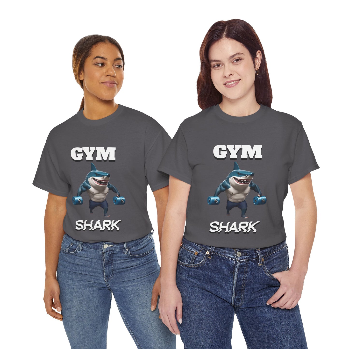 Gym Shark Performance Shirt Flashlander Cotton Unisex Charcoal Black Graphic Tee