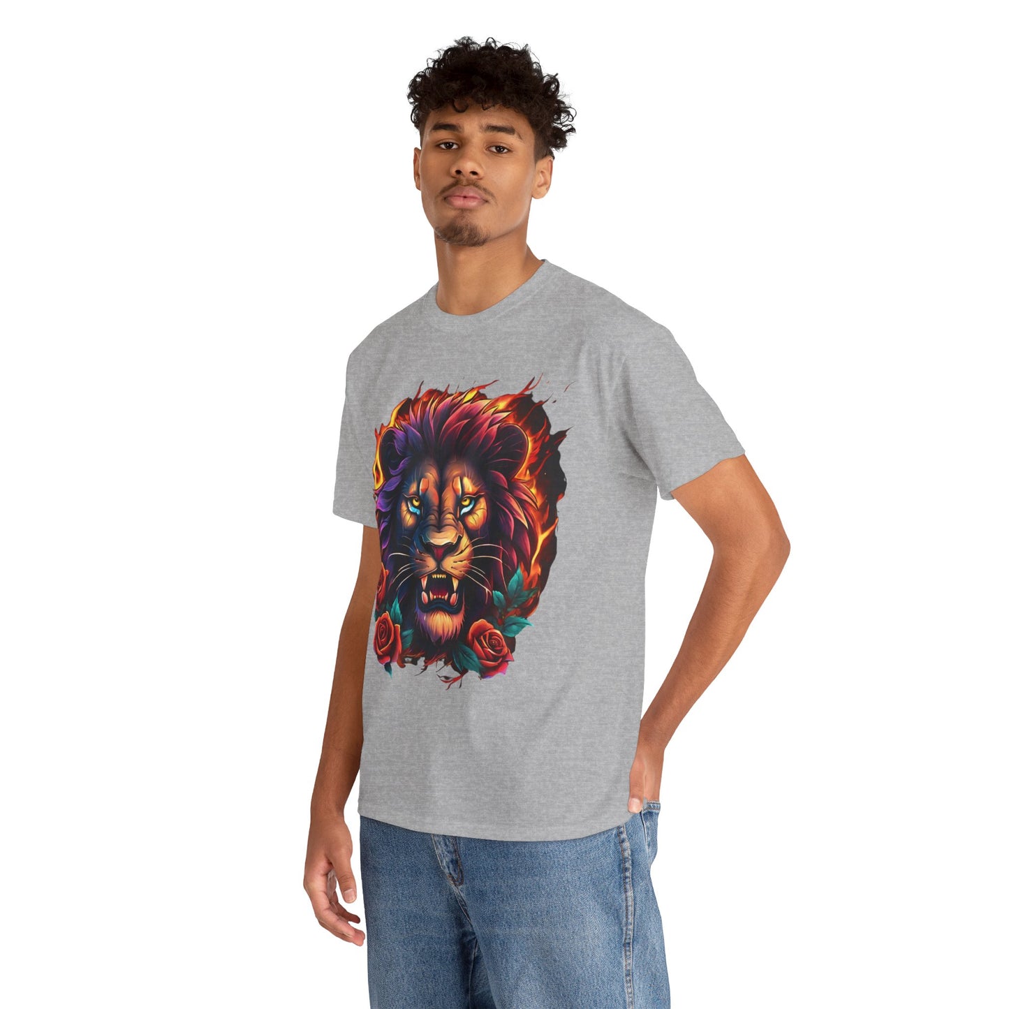 Lion Flames and Roses T-Shirt Flashlander