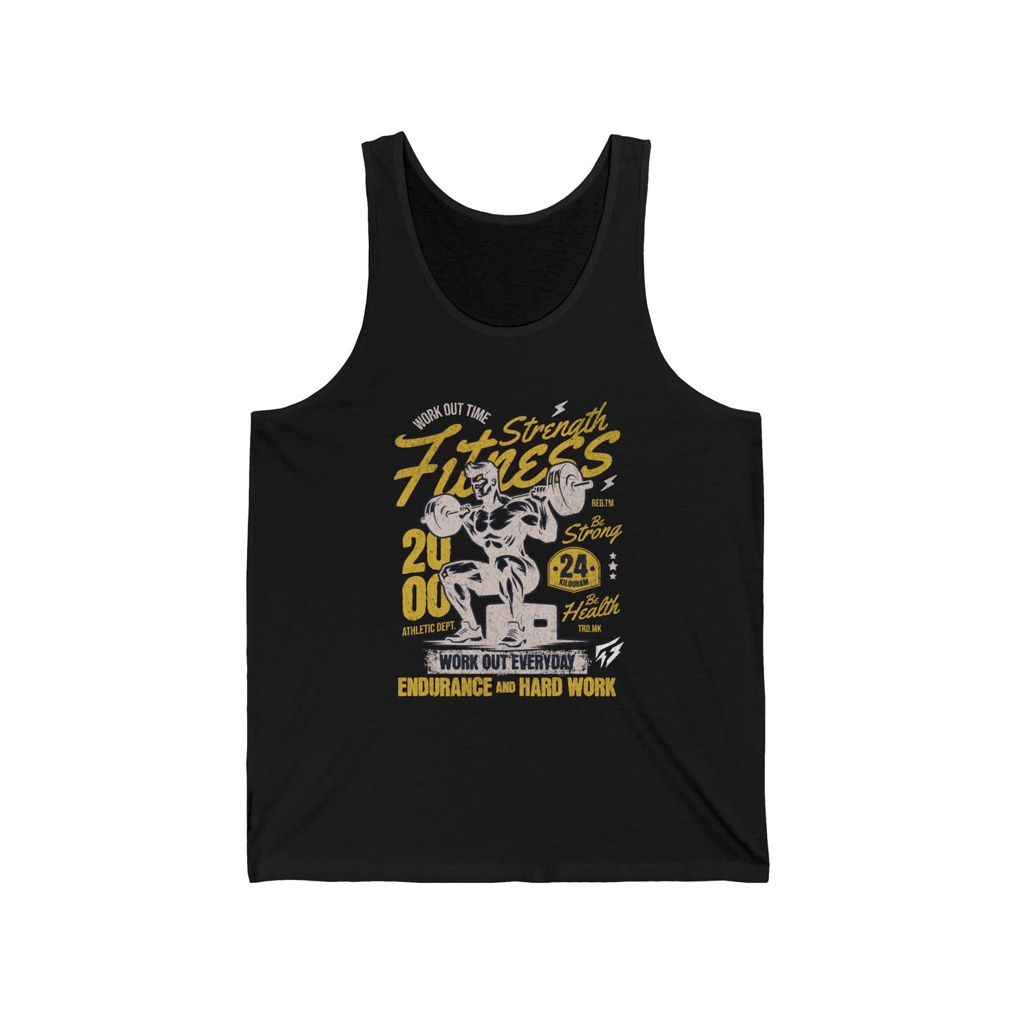 Muscle Man Fitness Vintage Gym Rooster Bodybuilding Cotton Unisex Jersey Tank Charcoal Black