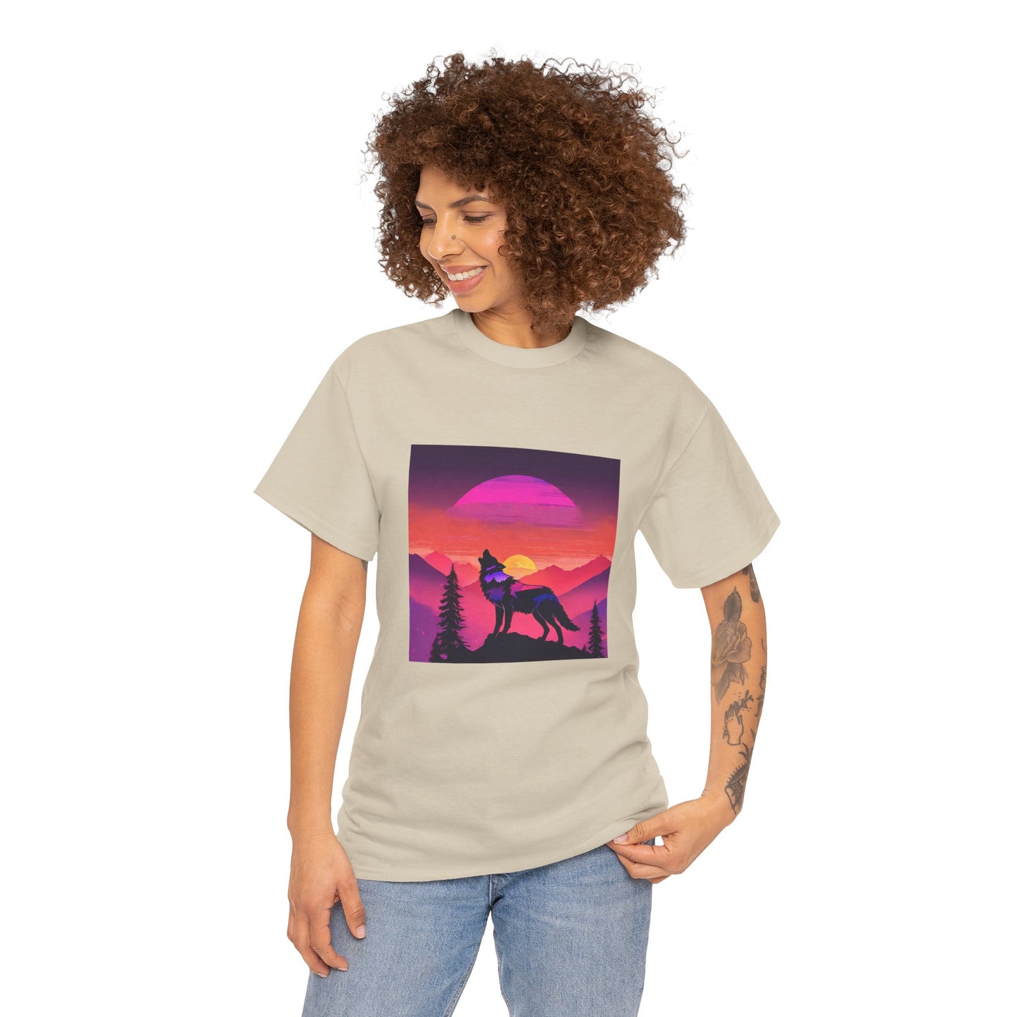 Wolf Majestic Sunset Gaphic Tee Flashlander