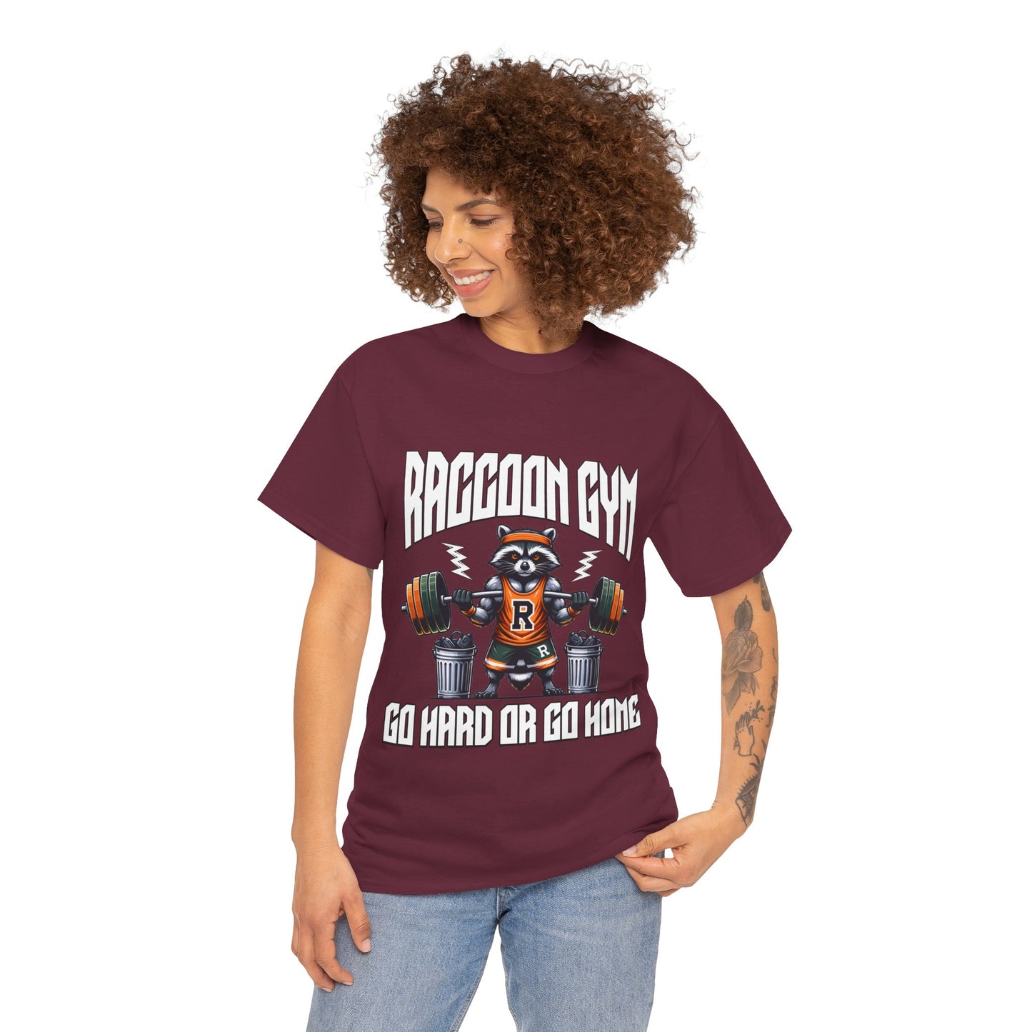 Raccoon Bodybuilder Shirt Flashlander Go Hard or Go Home Gym T-Shirt Cotton Unisex Graphic Tee