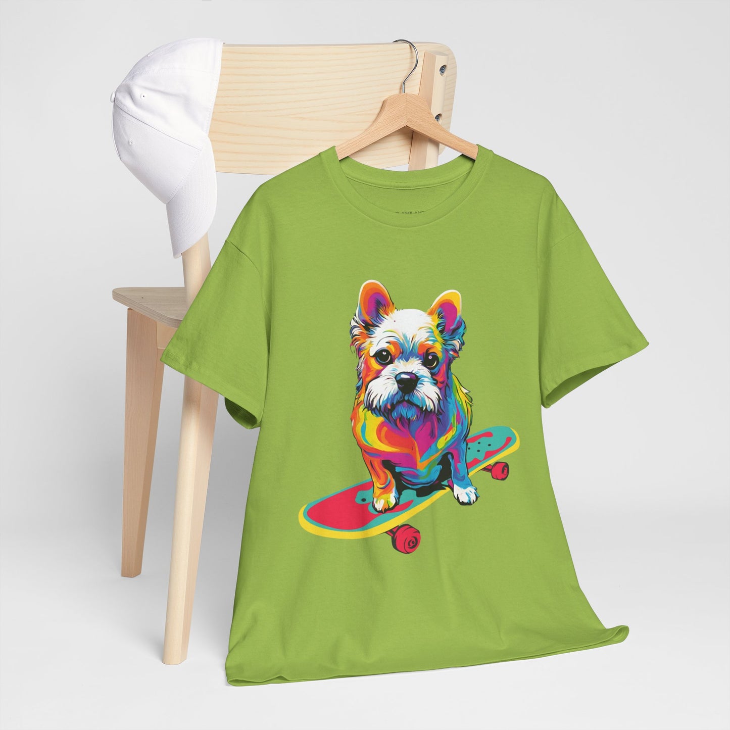 T-shirt de sport Flashlander avec chien skateboardant Pop Art