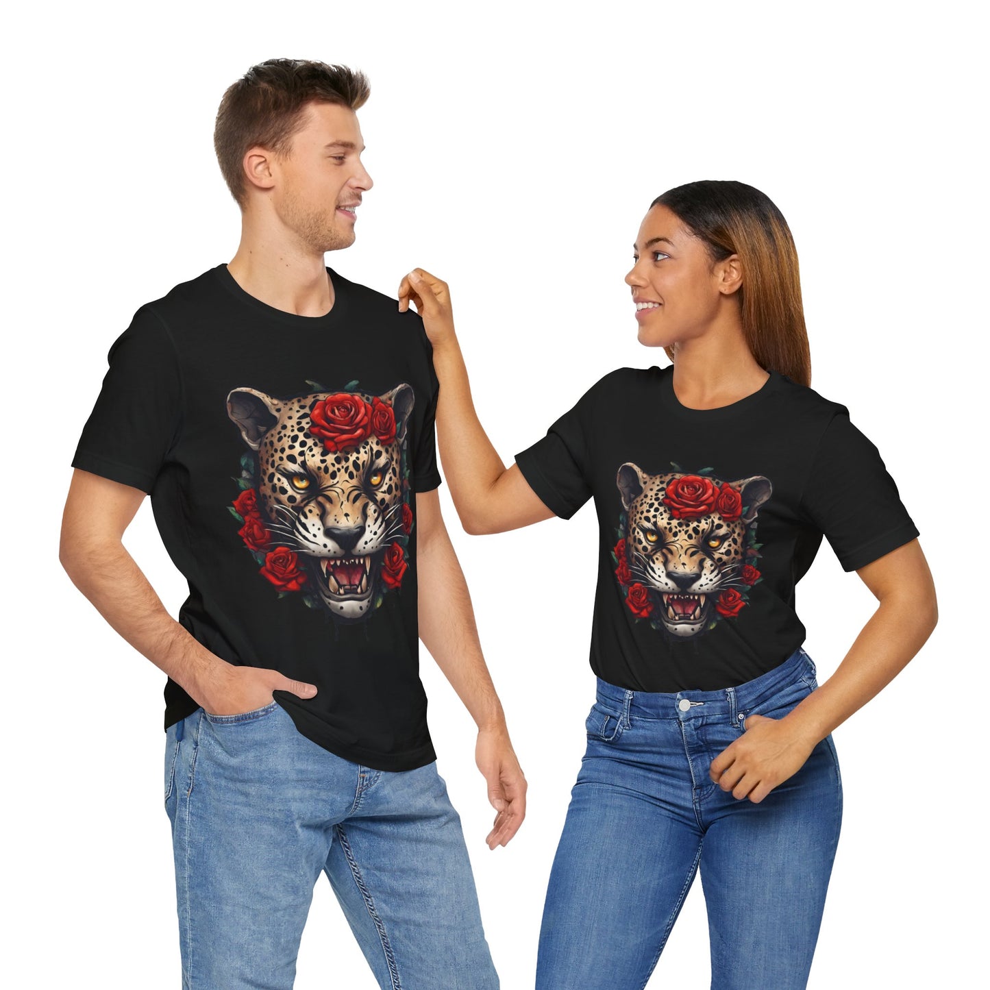 Jaguar Flames and Roses Graphic Tee Flashlander