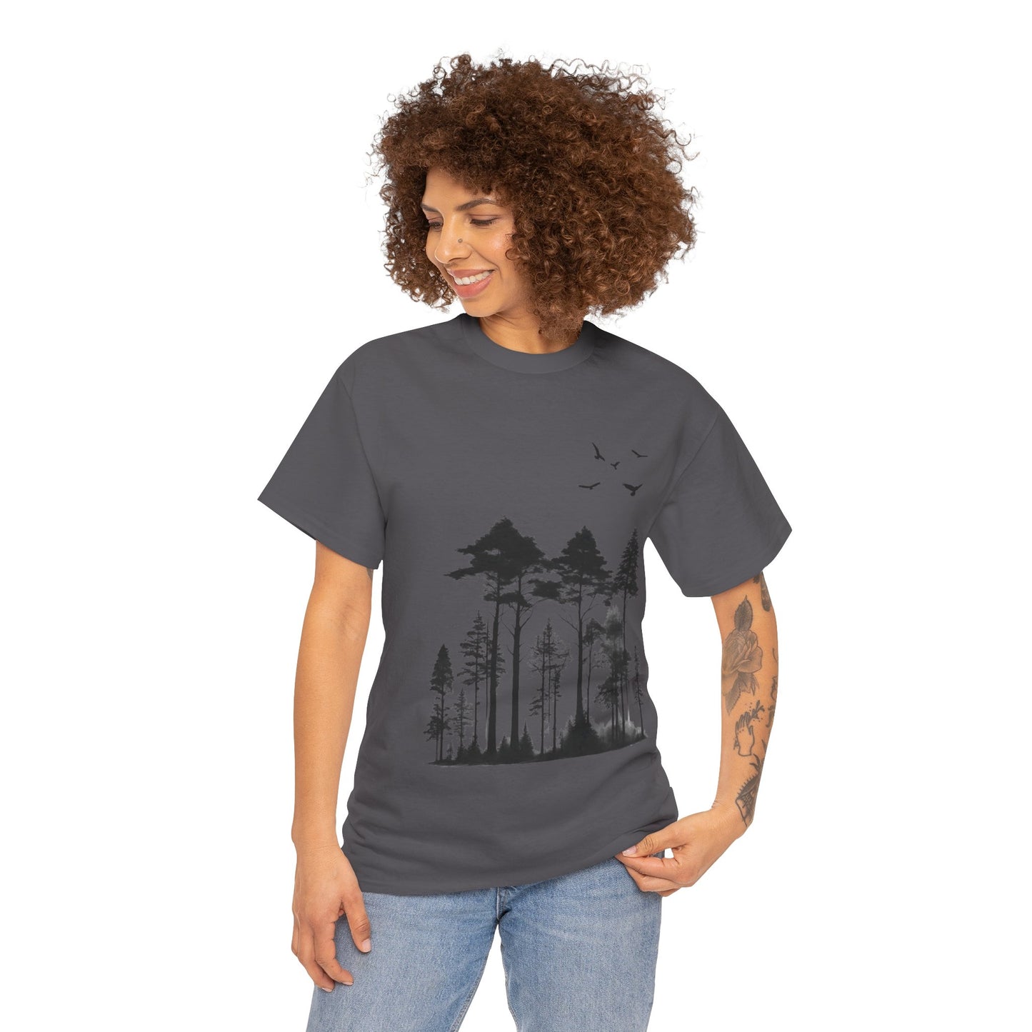 Camisa del bosque de pinos Camiseta unisex de algodón pesado Flashlander