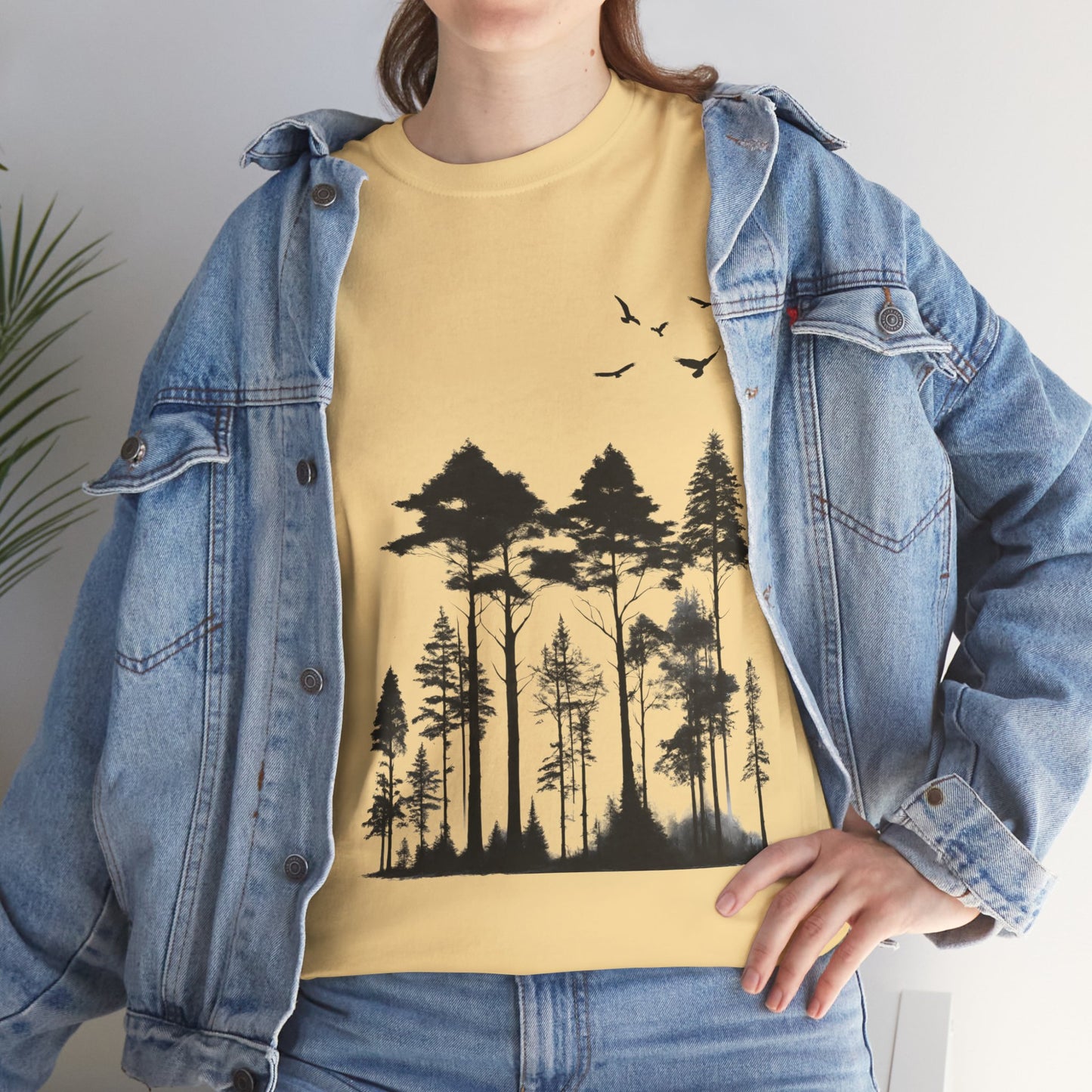 Camisa del bosque de pinos Camiseta unisex de algodón pesado Flashlander