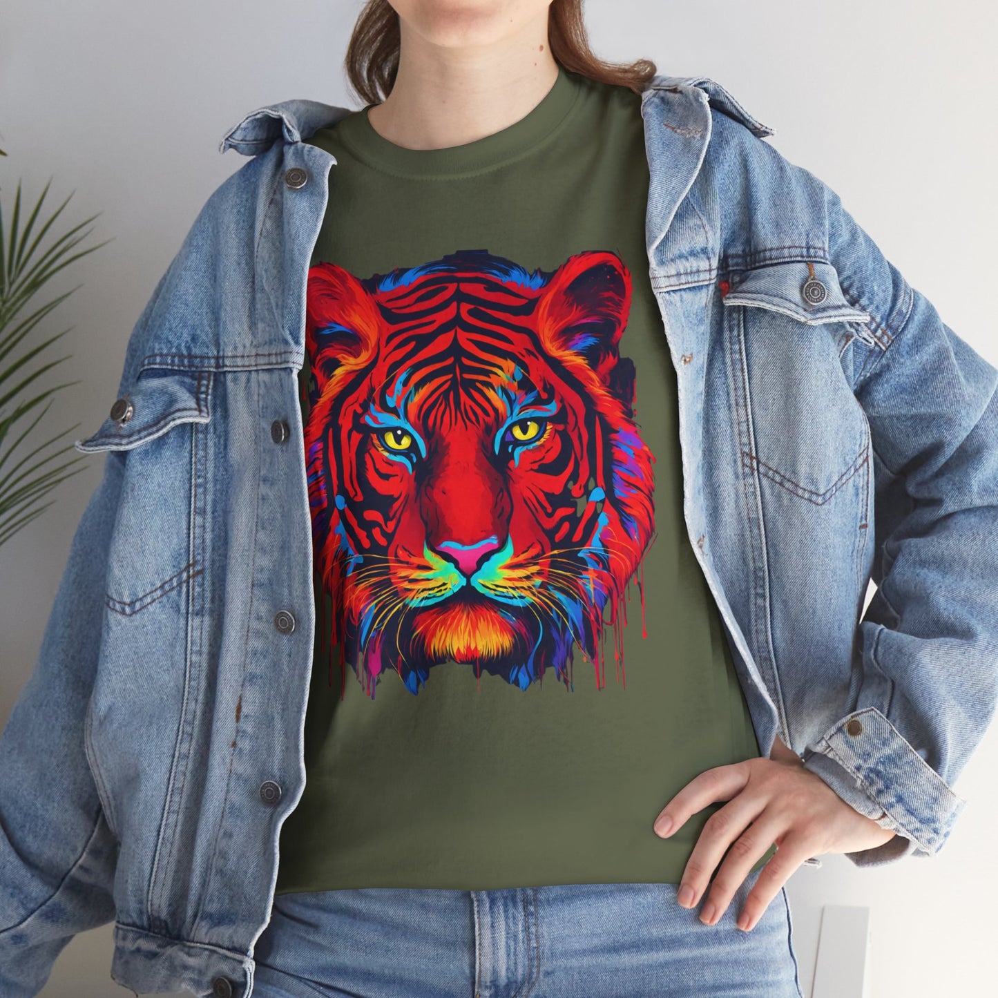 Majestuosa camiseta de Flashlander con diseño pop art de tigre rojo