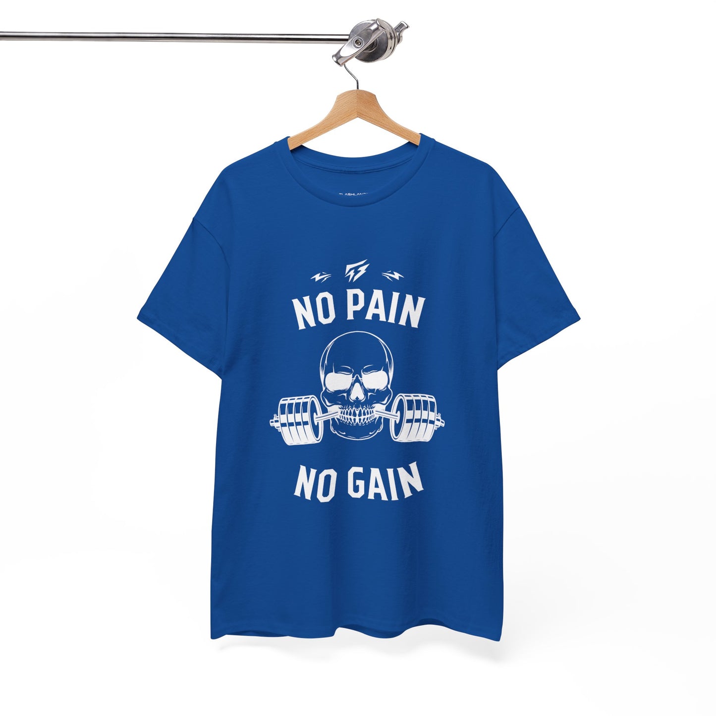 Skull Lifting Flashlander Gym Shirt No Pain No Gain Graphic Tee