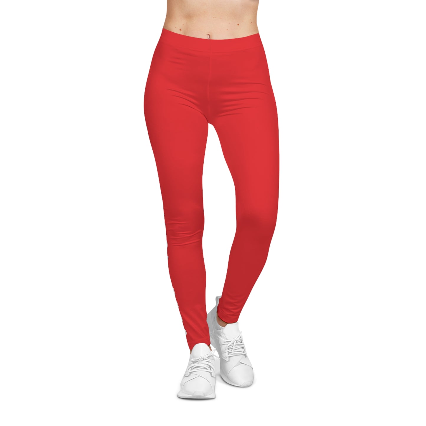 Flashlander Sportswear Evolution Women's Casual Leggings Red (AOP) Featuring Custom Motivational Quote