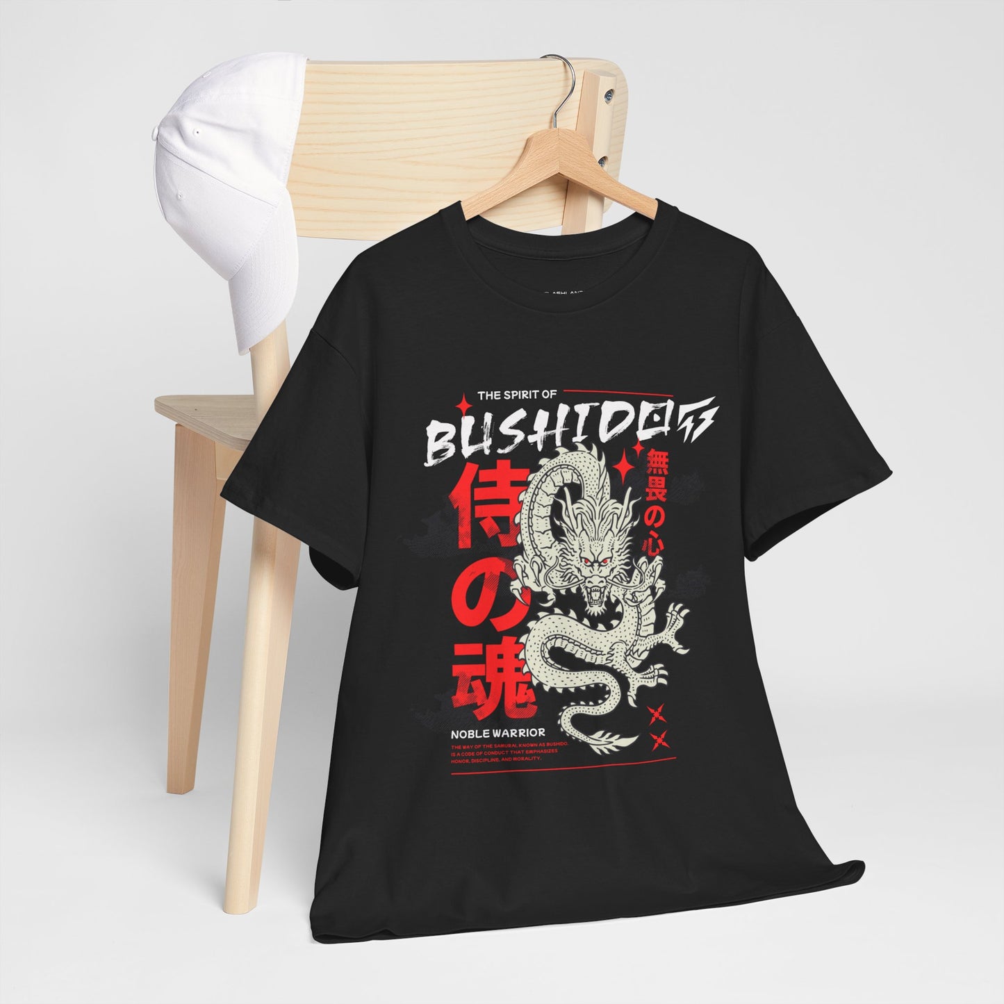 Dragon Gym Shirt The Spirit of Bushido T-Shirt Flashlander Cotton Unisex Charcoal Black Graphic Tee