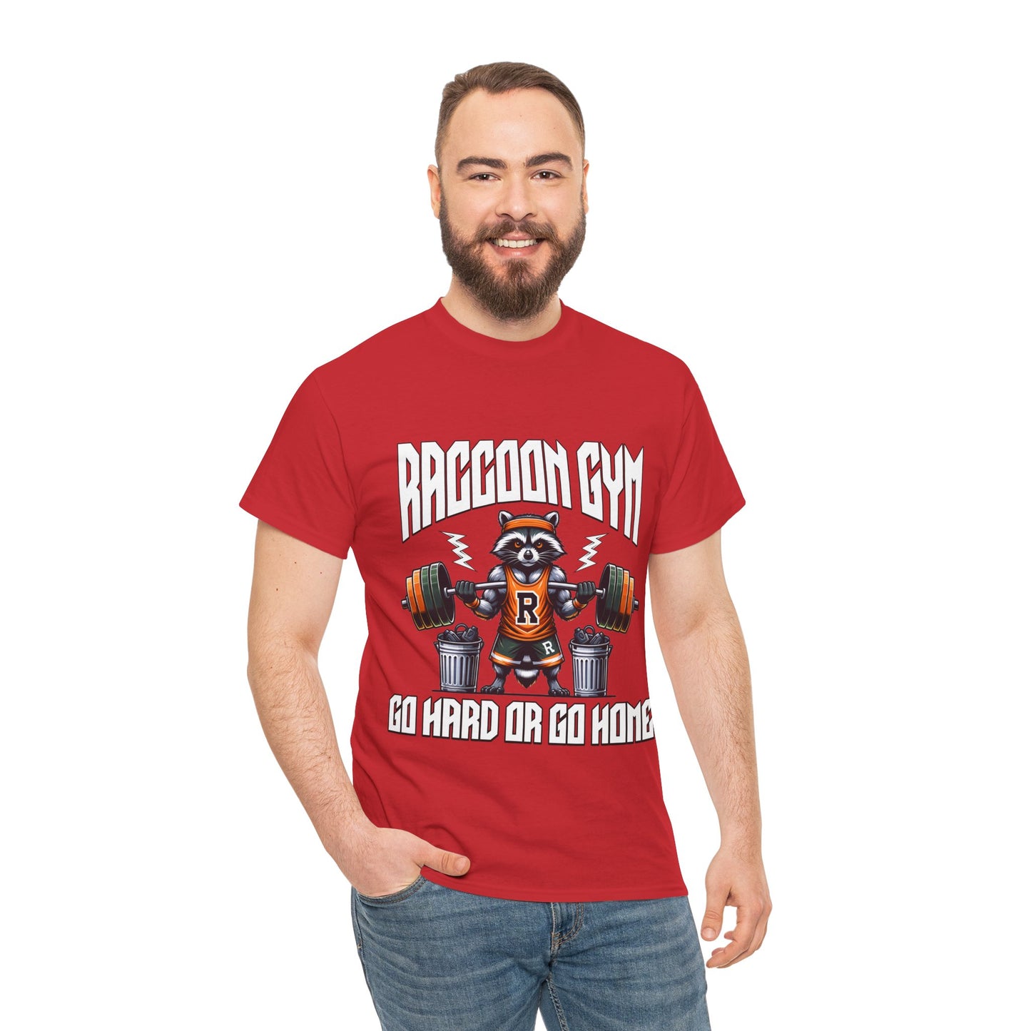 Raccoon Bodybuilder Shirt Flashlander Go Hard or Go Home Gym T-Shirt Cotton Unisex Graphic Tee