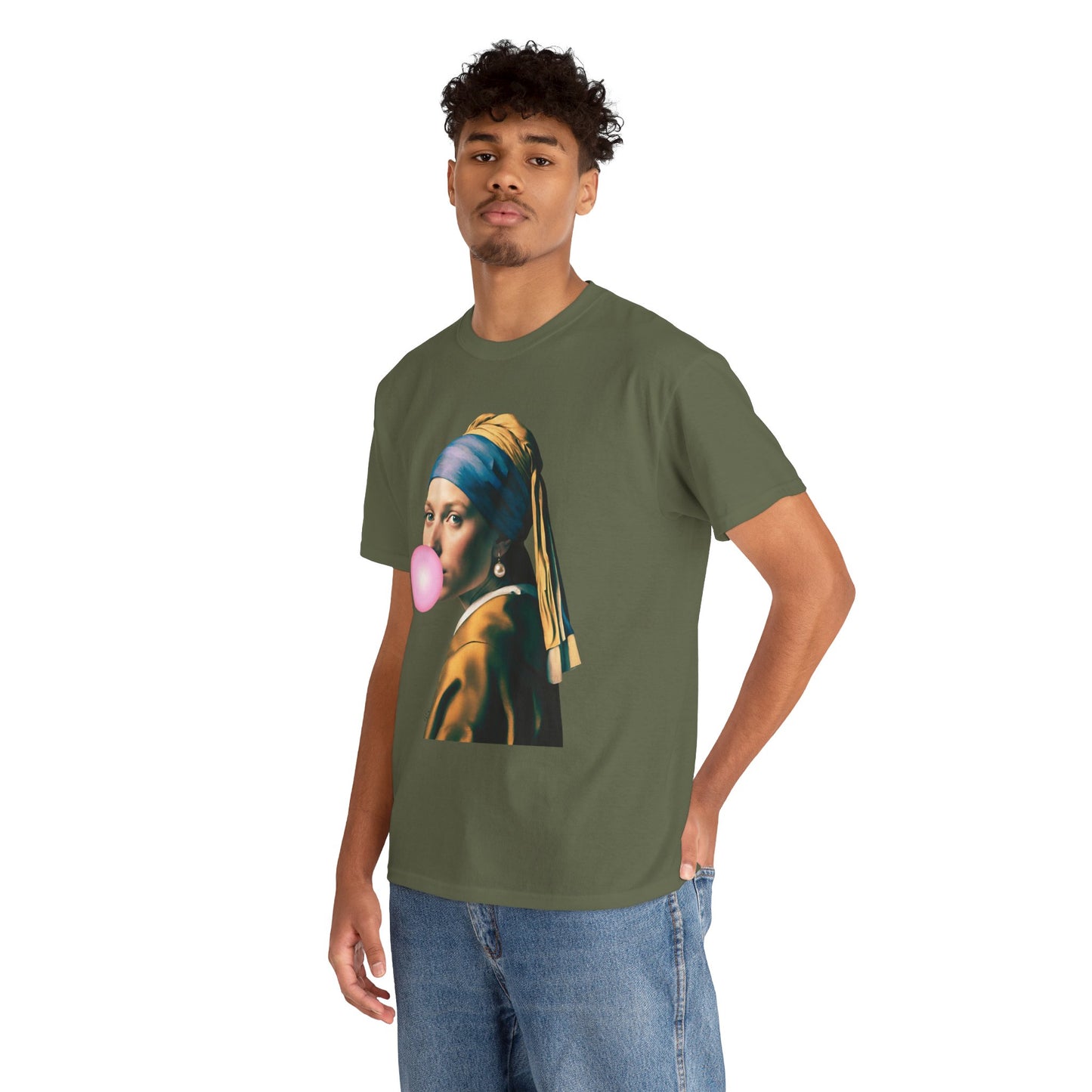 Bubble Gum Girl with a Pearl Earring Johannes Vermeer - Flashlander Gym Shirt