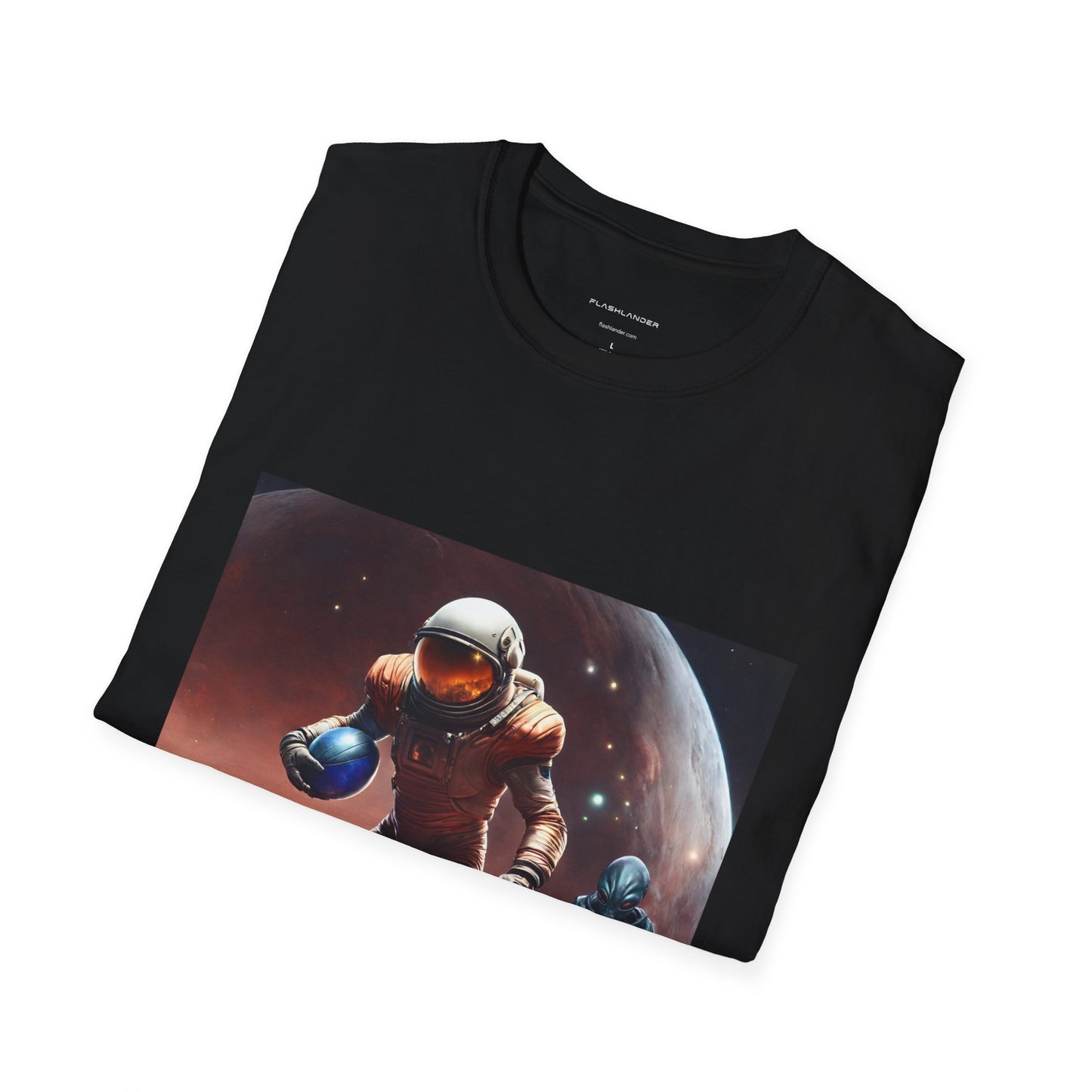 Astronaut and Alien Face Off in Football Gym Shirt Flashlander