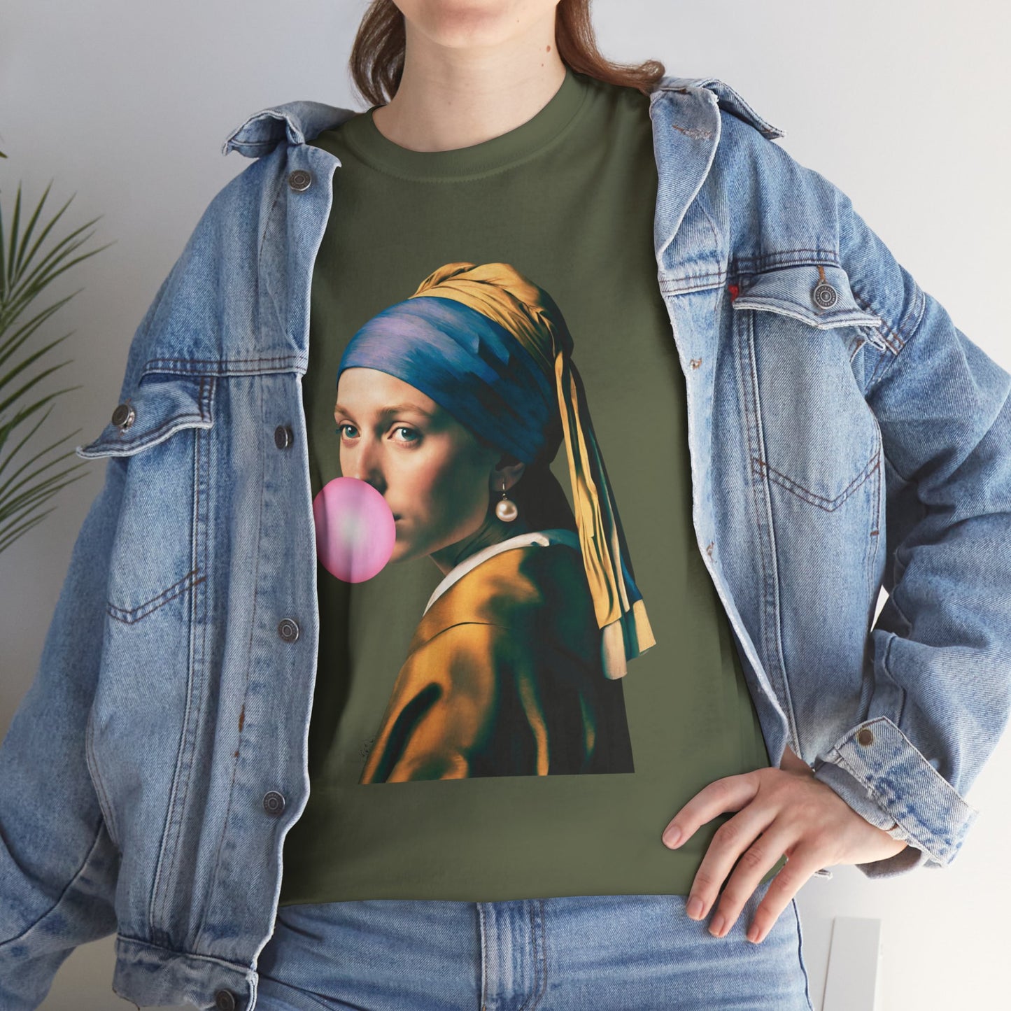 Bubble Gum Girl with a Pearl Earring Johannes Vermeer - Flashlander Gym Shirt