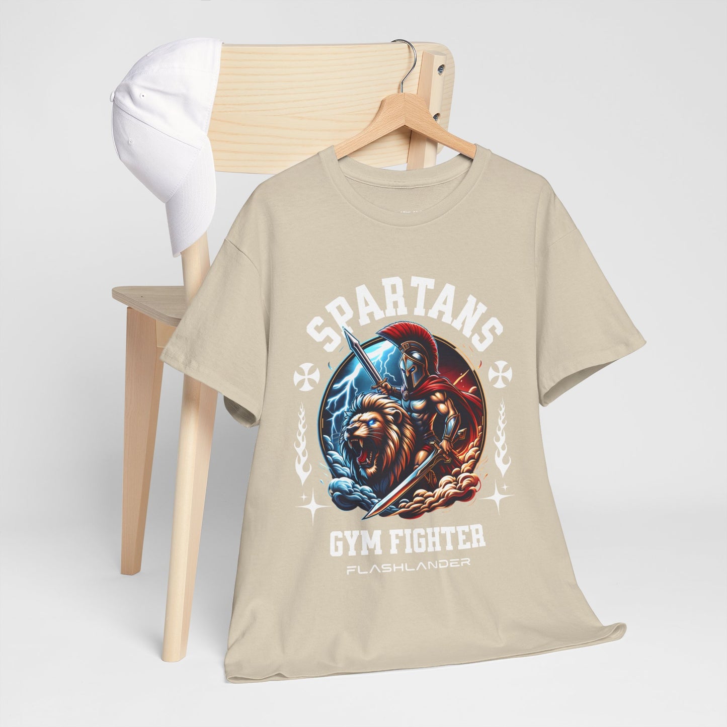 Spartans Gym Fighter Shirt Flashlander Performance T-Shirt Cotton Unisex Charcoal Black Graphic Tee