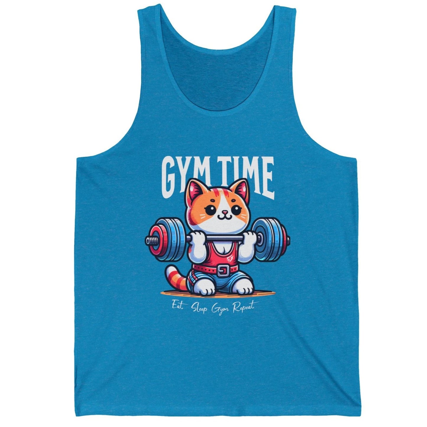 Cute Cat Gym Time Gym Jersey Tank Flashlander Gym Kitty Cotton Unisex Charcoal Black