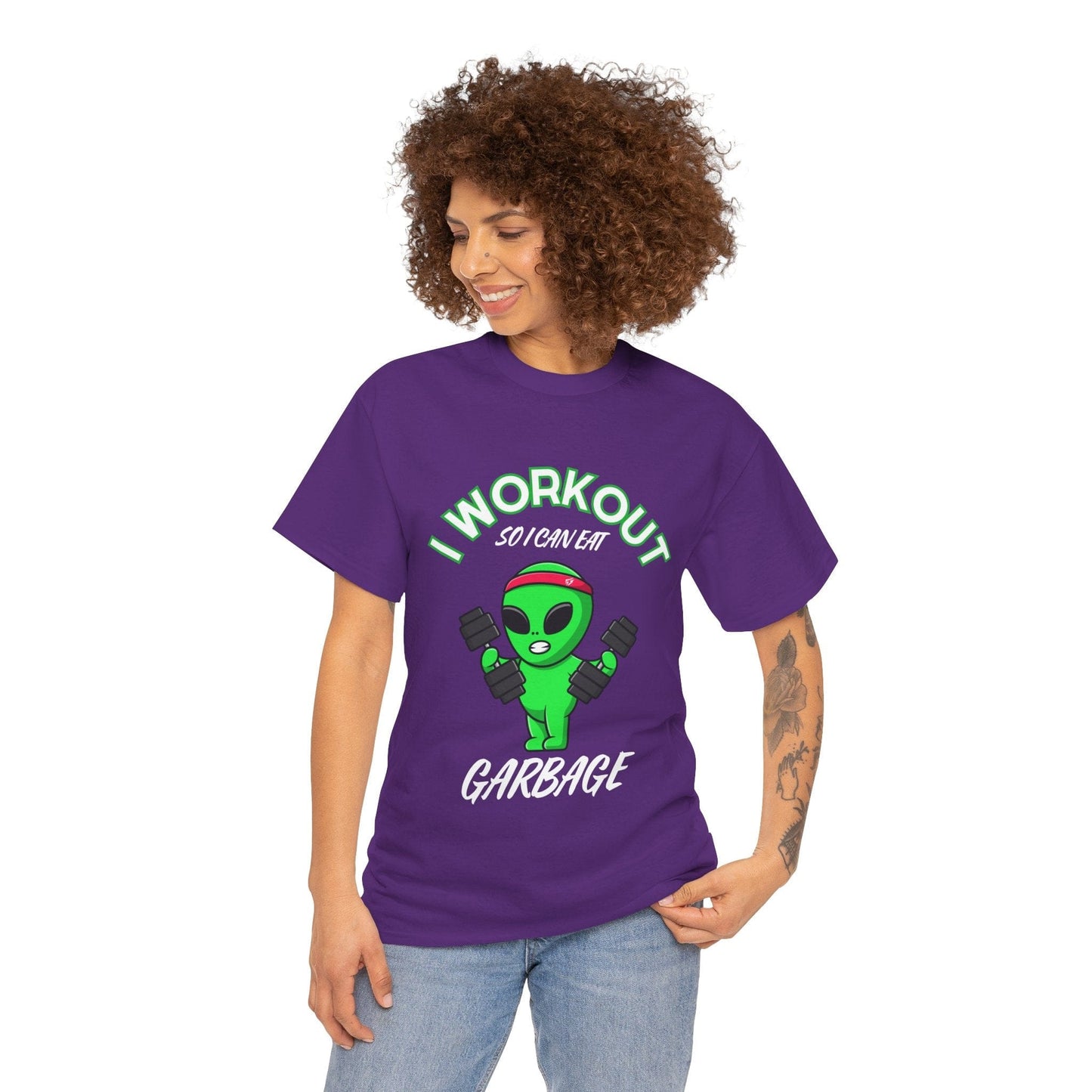 Alien I Workout So I Can Eat Garbage Graphic Tee Flashlander