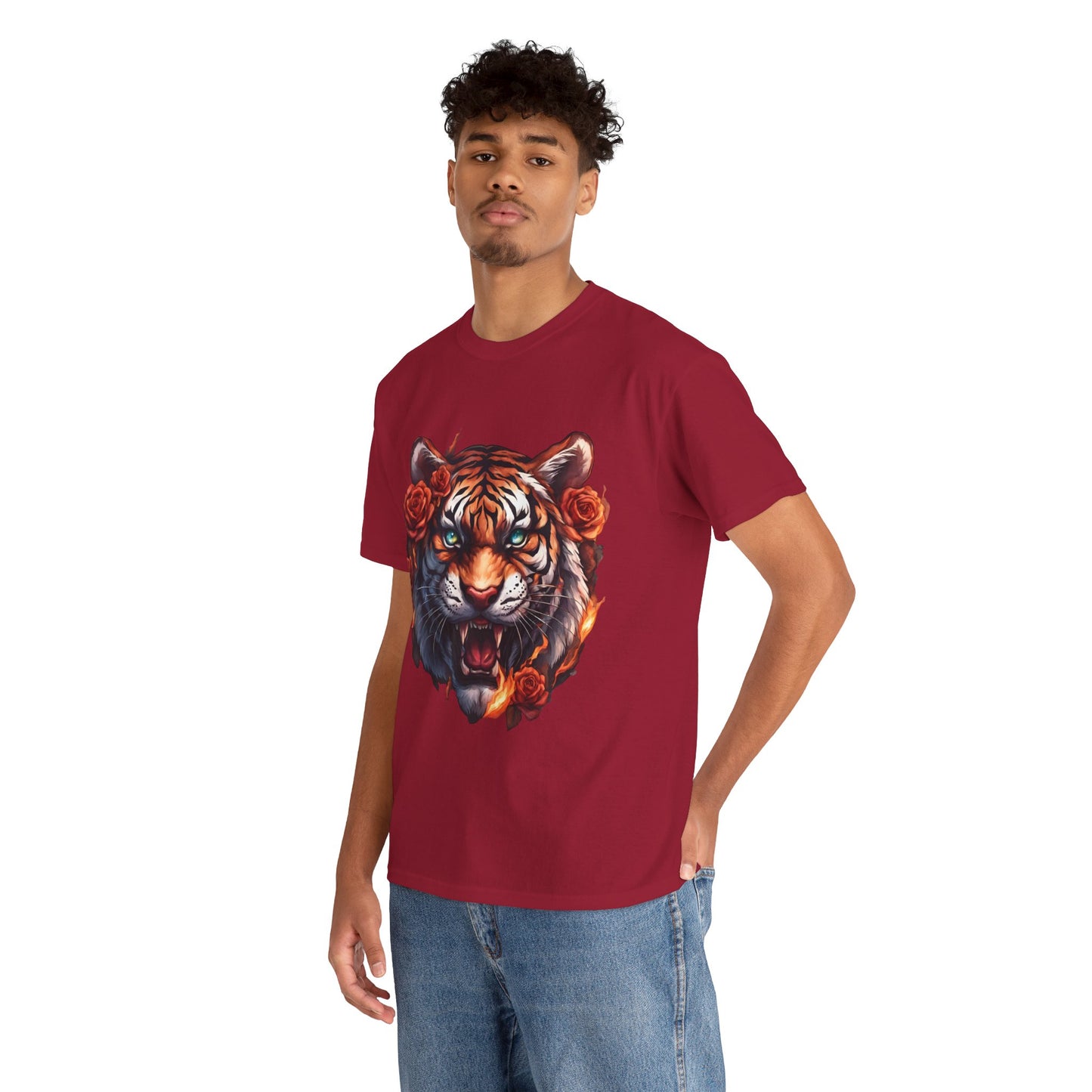 Tiger Flames and Roses T-Shirt Flashlander