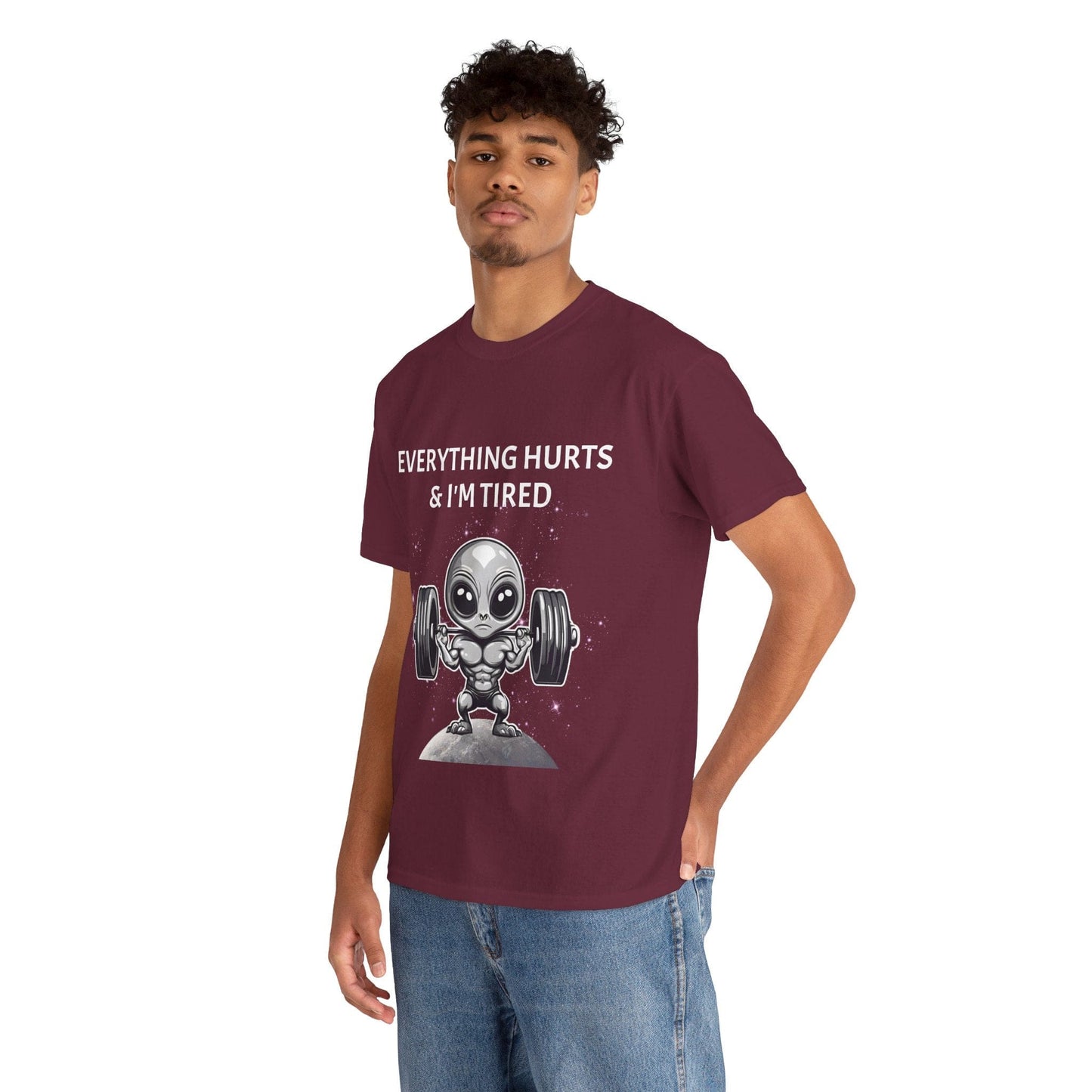 Camiseta de culturista alienígena - Flashlander Camiseta de gimnasio con todo me duele y estoy cansado