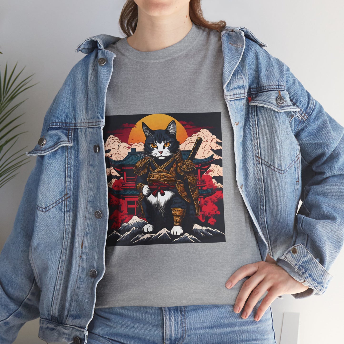 Samurai Cat Cartoon Anime - Flashlander Gym Shirt