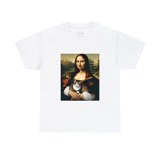 Mona Lisa with Cat T-shirt, Funny Mona Lisa Shirt, Cat Shirt, Leonardo Da Vinci Painting T Shirt, Cat Designs, Cat Gifts, Gioconda T Shirt Men Women Unisex Shirt by Flashlander
