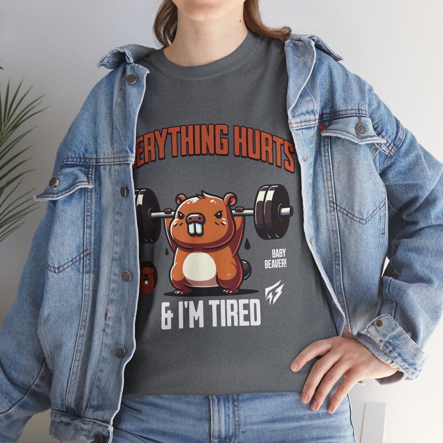 T-shirt de sport Beaver Everything Hurts &amp; I'm Tired T-shirt de sport Flashlander en coton unisexe noir anthracite T-shirt graphique de performance