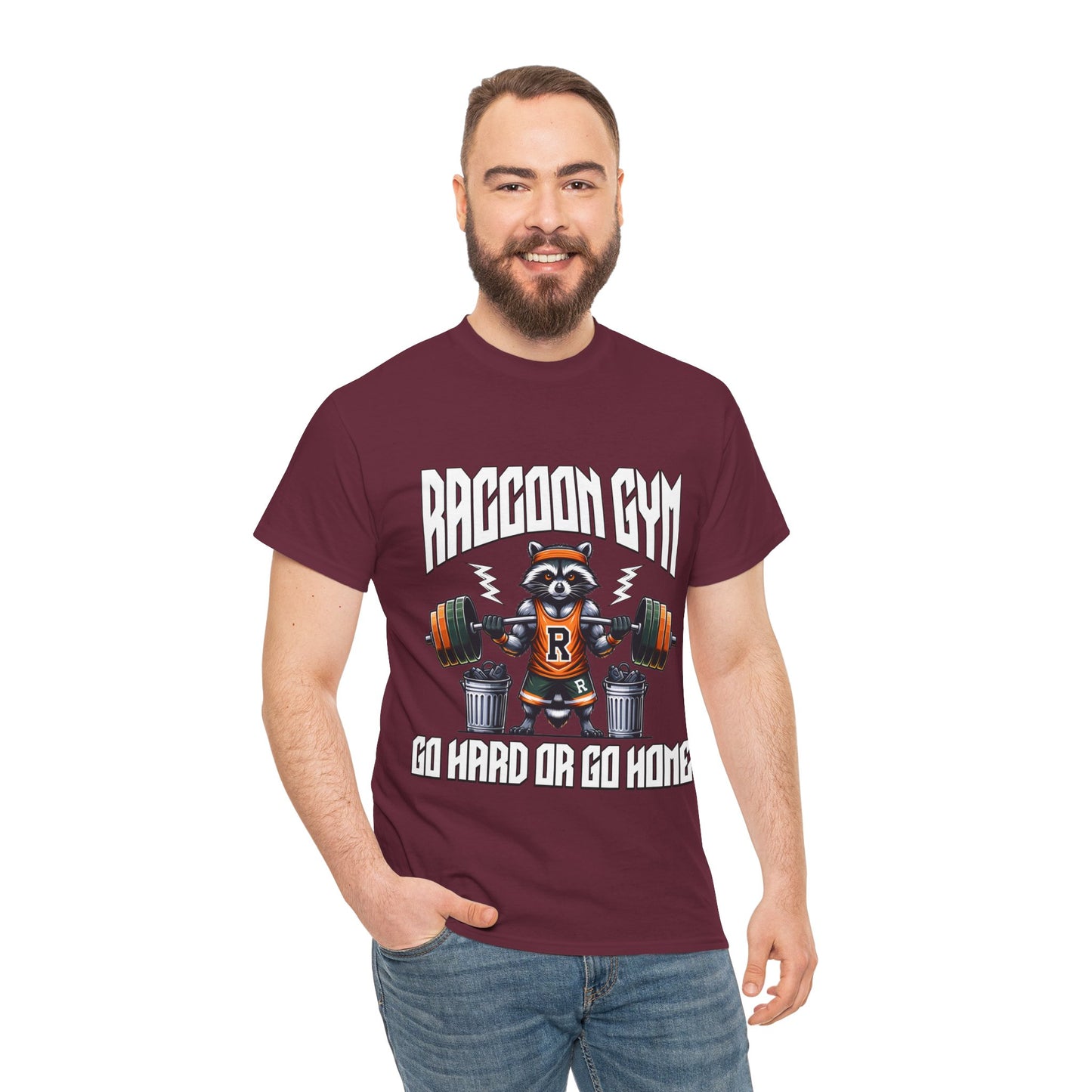 Raccoon Bodybuilder Shirt Flashlander Go Hard or Go Home Gym T-Shirt Cotton Unisex Graphic Tee