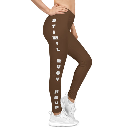 Flashlander Sportswear Evolution Women's Casual Leggings Brown (AOP) Featuring Custom Motivational Quote