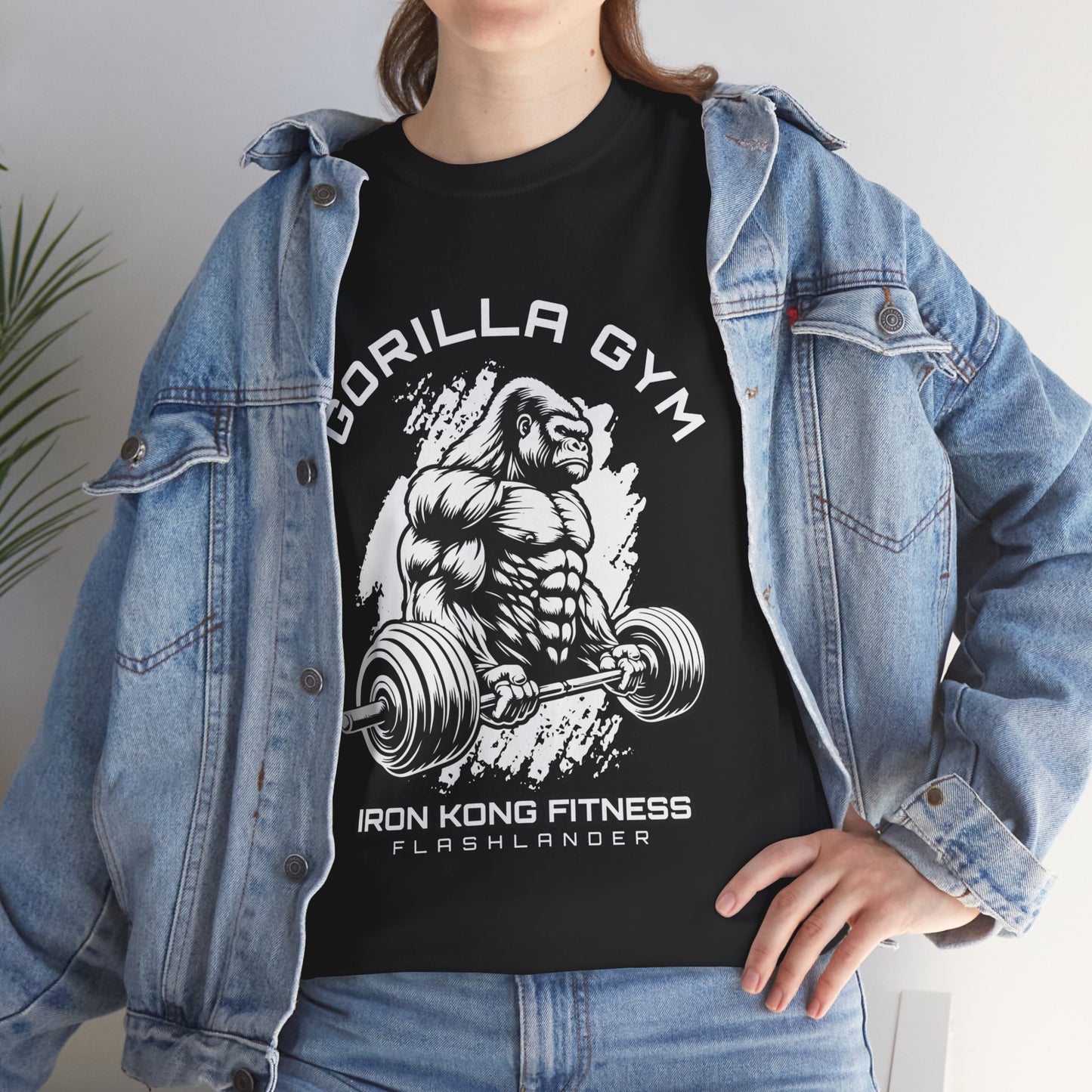 T-shirt de sport Gorilla Flashlander en coton unisexe, noir anthracite, graphique de performance