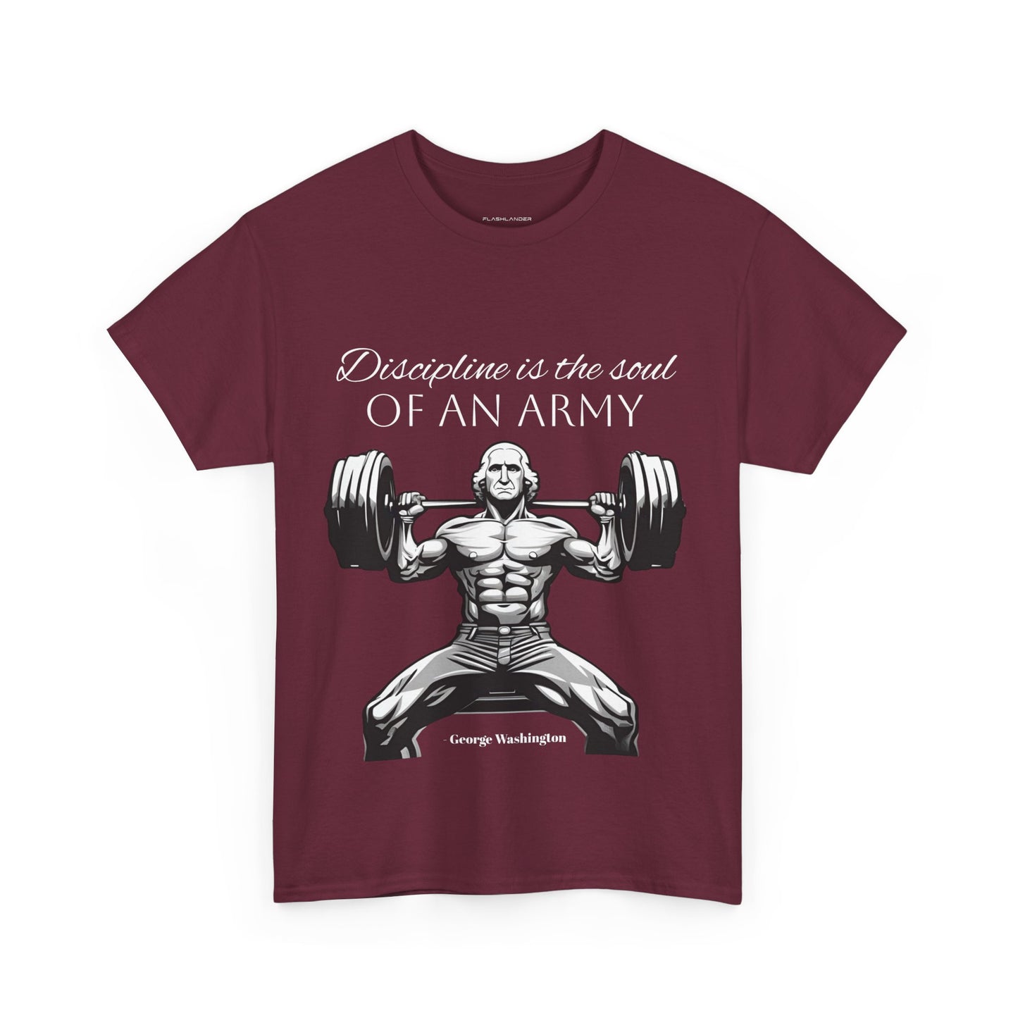 T-shirt de culturiste George Washington - Flashlander Disipline Is The Soul Of An Army Gym T-shirt en coton unisexe noir anthracite graphique