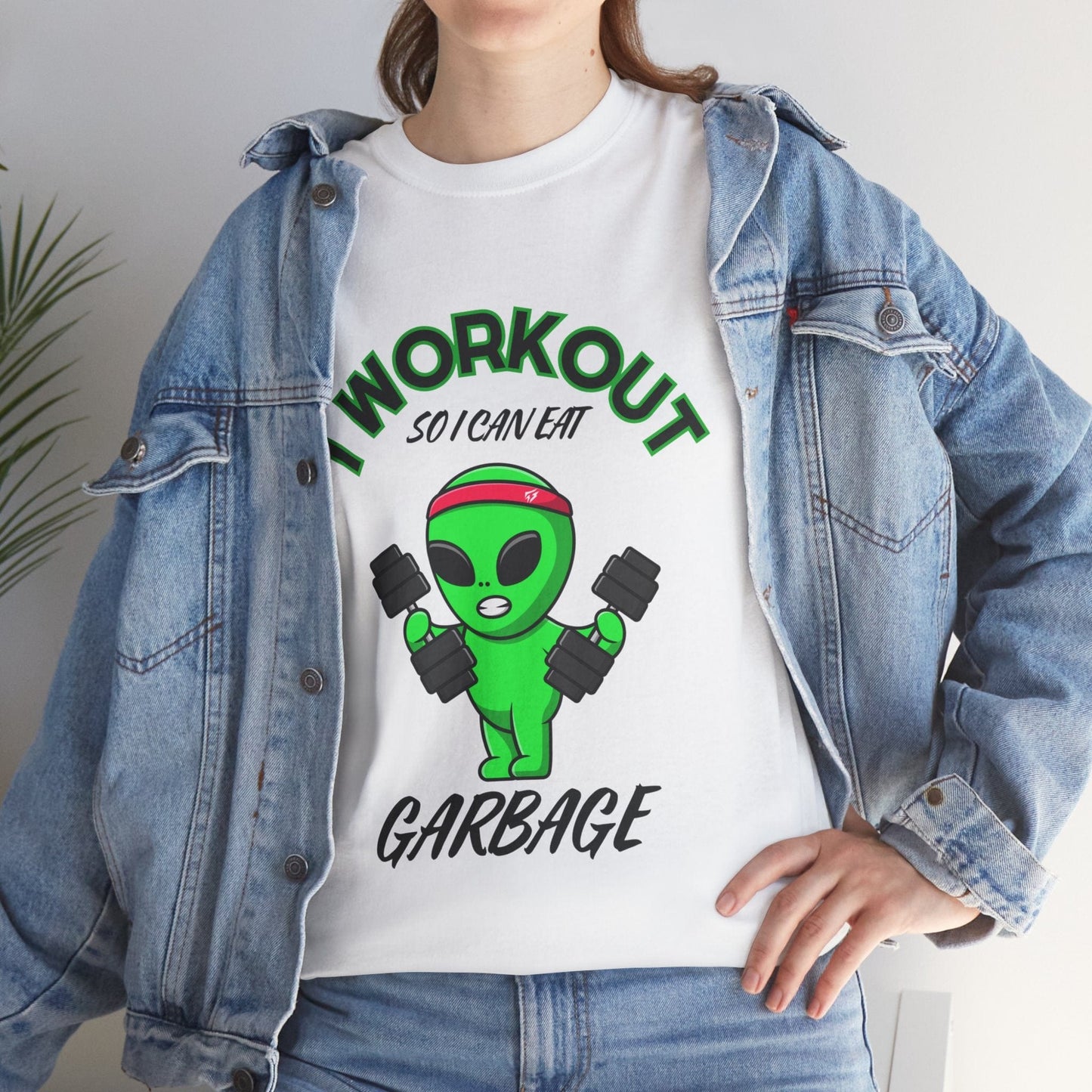 Alien I Workout So I Can Eat Garbage Graphic Tee Flashlander