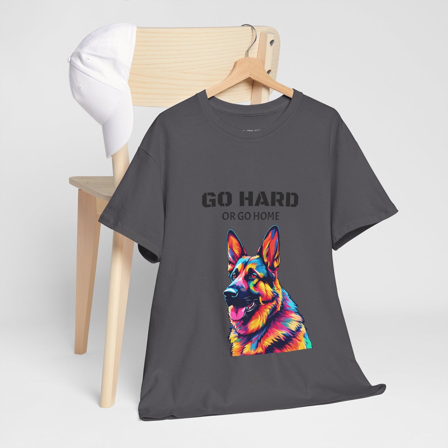 Camiseta de gimnasia Flashlander con diseño de perro pastor alemán Pop Art: "Ve a por todas o vete a casa"