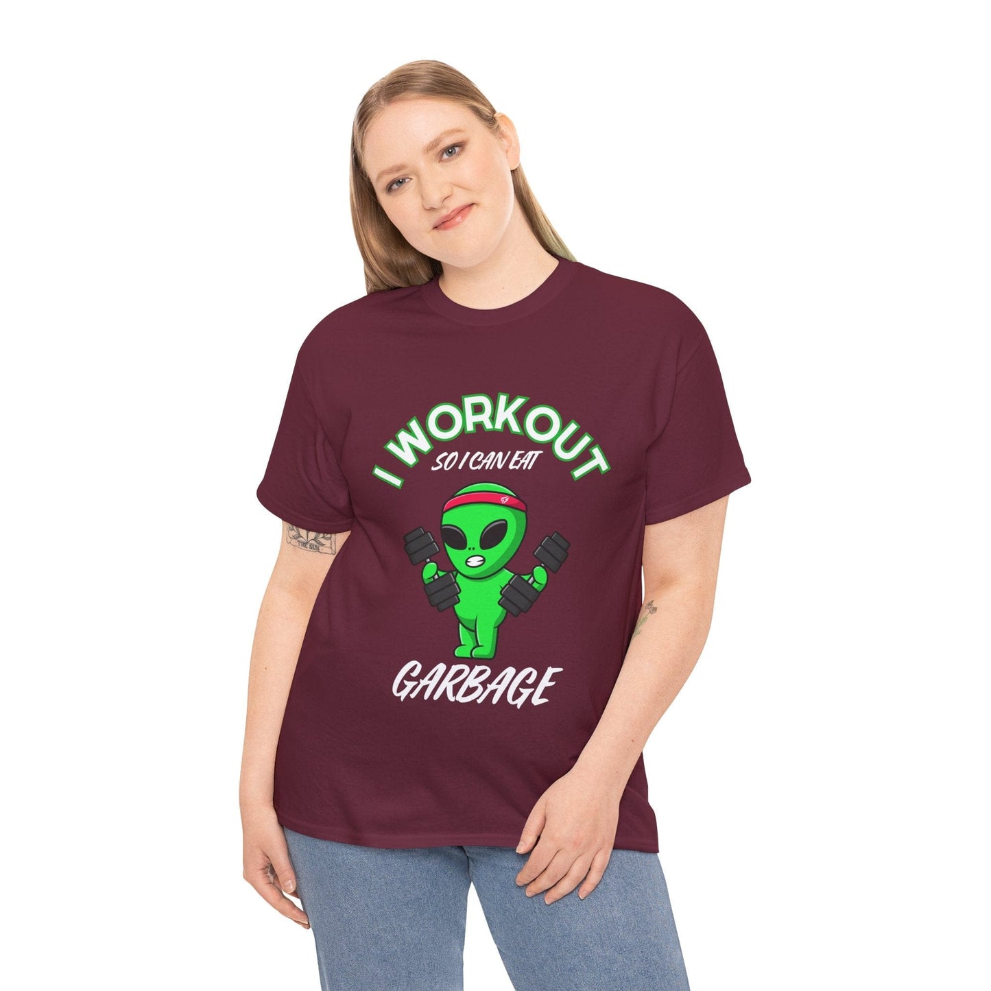 Alien I Workout So I Can Eat Garbage Graphic Tee Flashlander