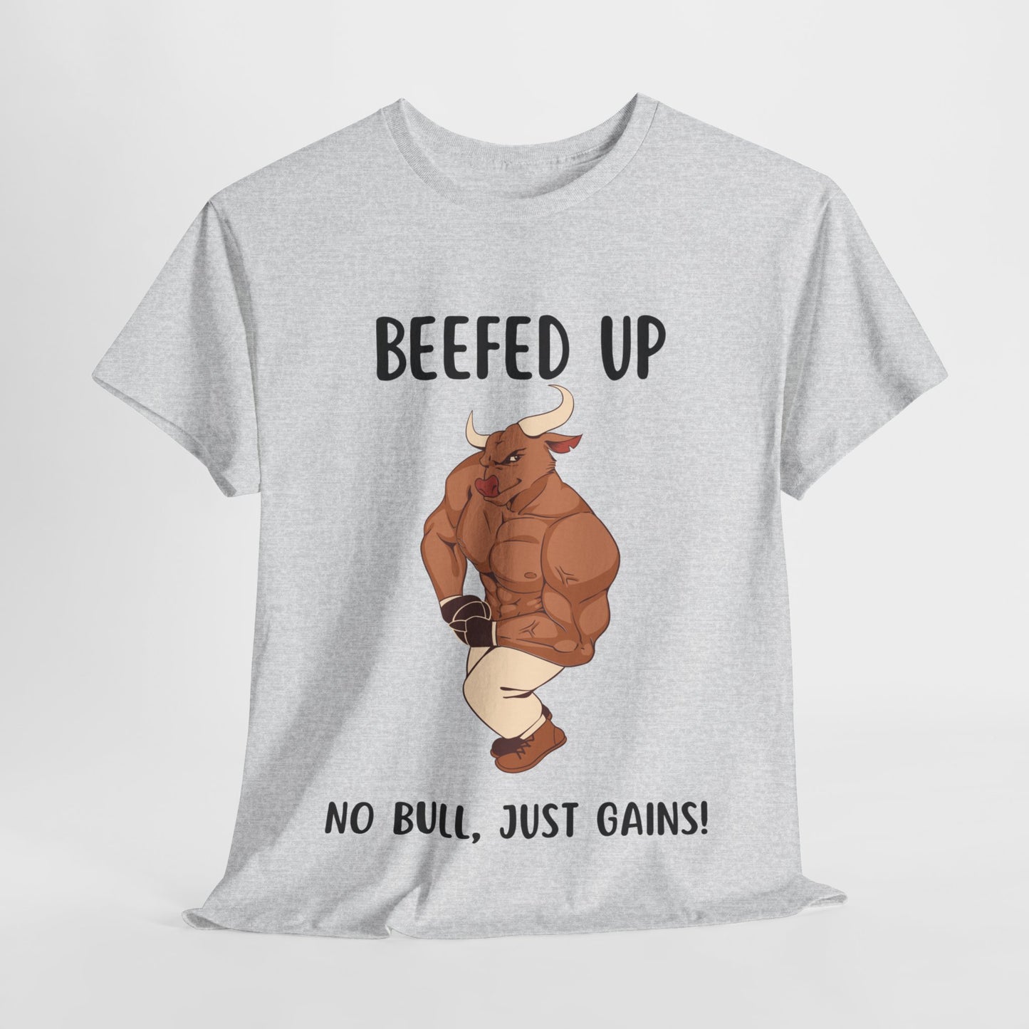 Muscle Bull Beefed Up No Bull, Just Gains - Flashlander Gym Shirt