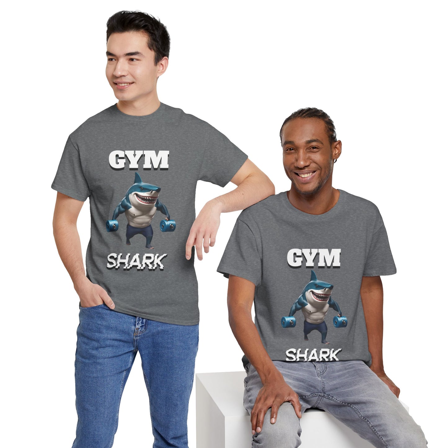 Gym Shark Performance Shirt Flashlander Cotton Unisex Charcoal Black Graphic Tee