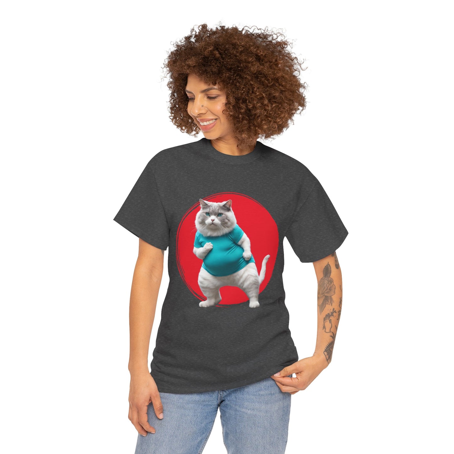 Camiseta de gimnasio Flashlander con divertido gato gordo de karate