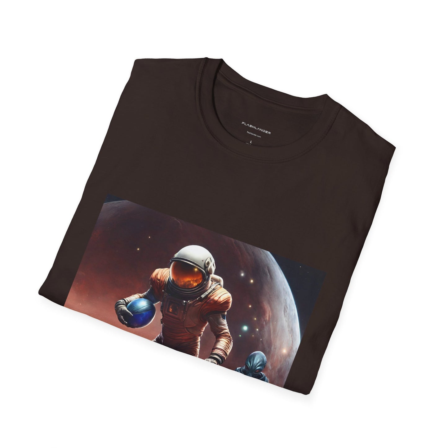 Astronaut and Alien Face Off in Football Gym Shirt Flashlander