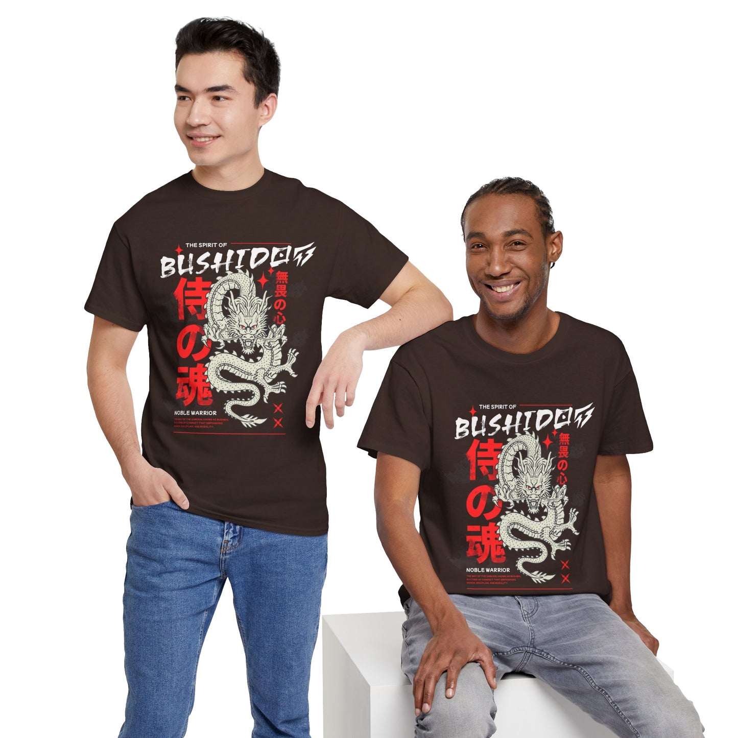 Dragon Gym Shirt The Spirit of Bushido T-Shirt Flashlander Cotton Unisex Charcoal Black Graphic Tee