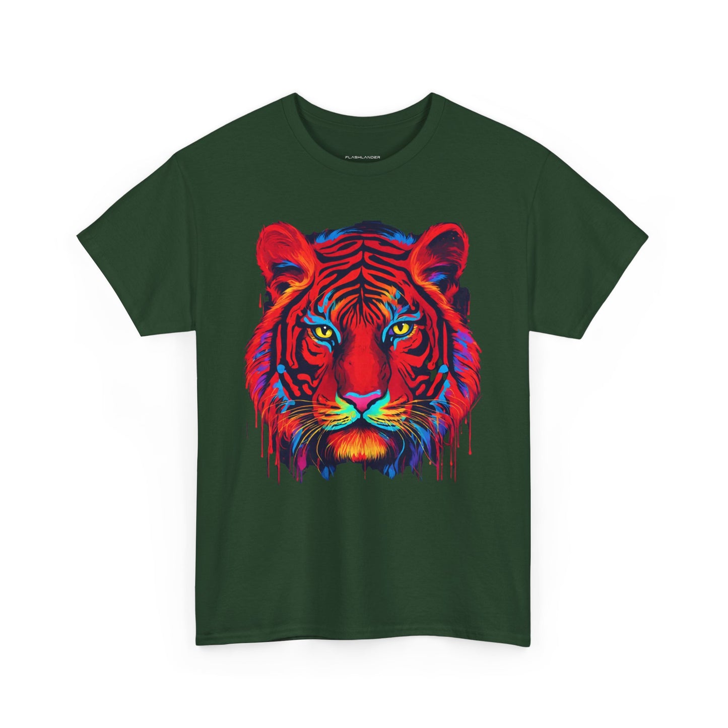 Majestuosa camiseta de Flashlander con diseño pop art de tigre rojo