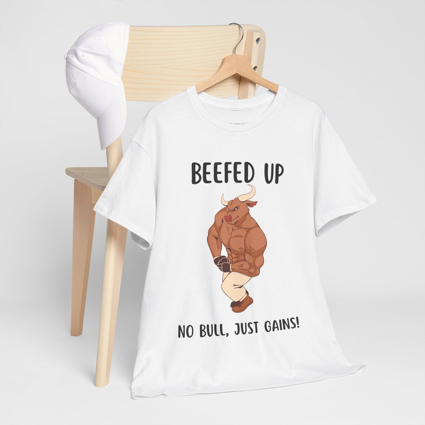 Muscle Bull Beefed Up No Bull, Just Gains - Flashlander Gym Shirt