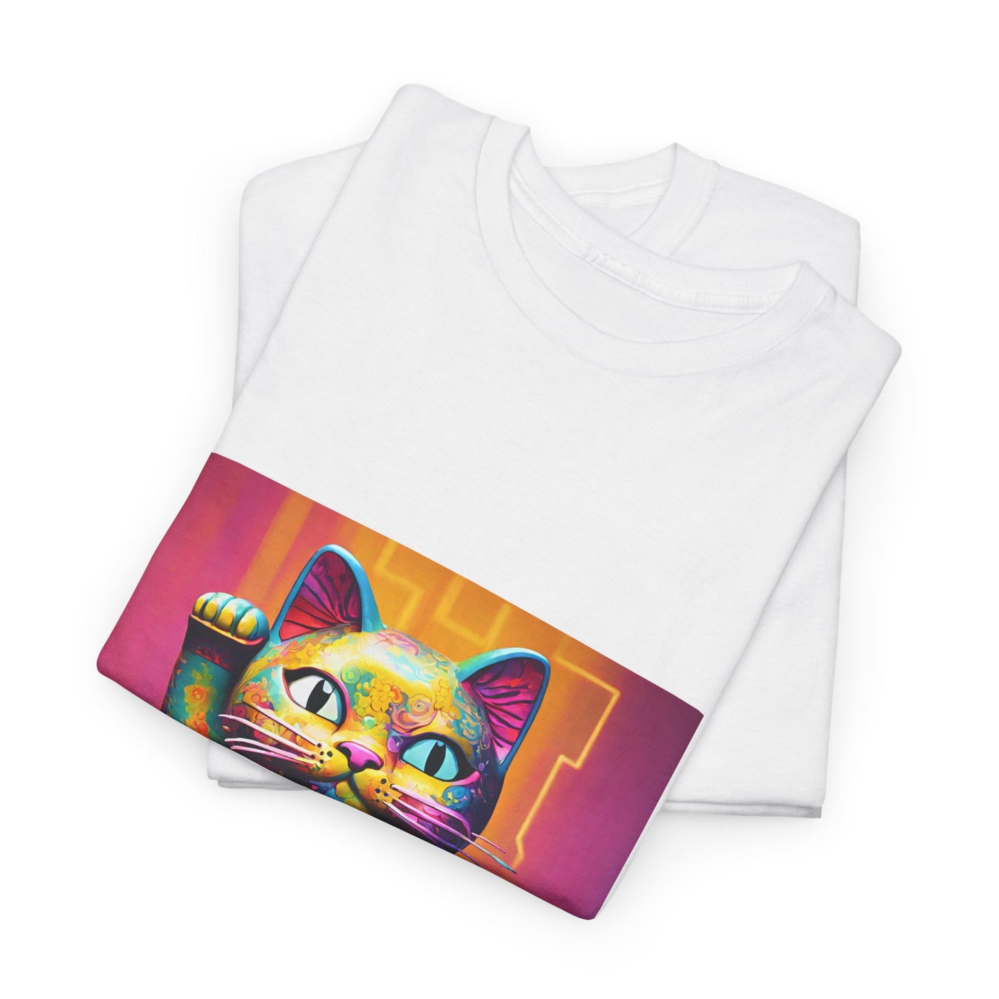 Camiseta de gimnasia Flashlander con el gato de la suerte japonés Manekineko y nombre japonés personalizado