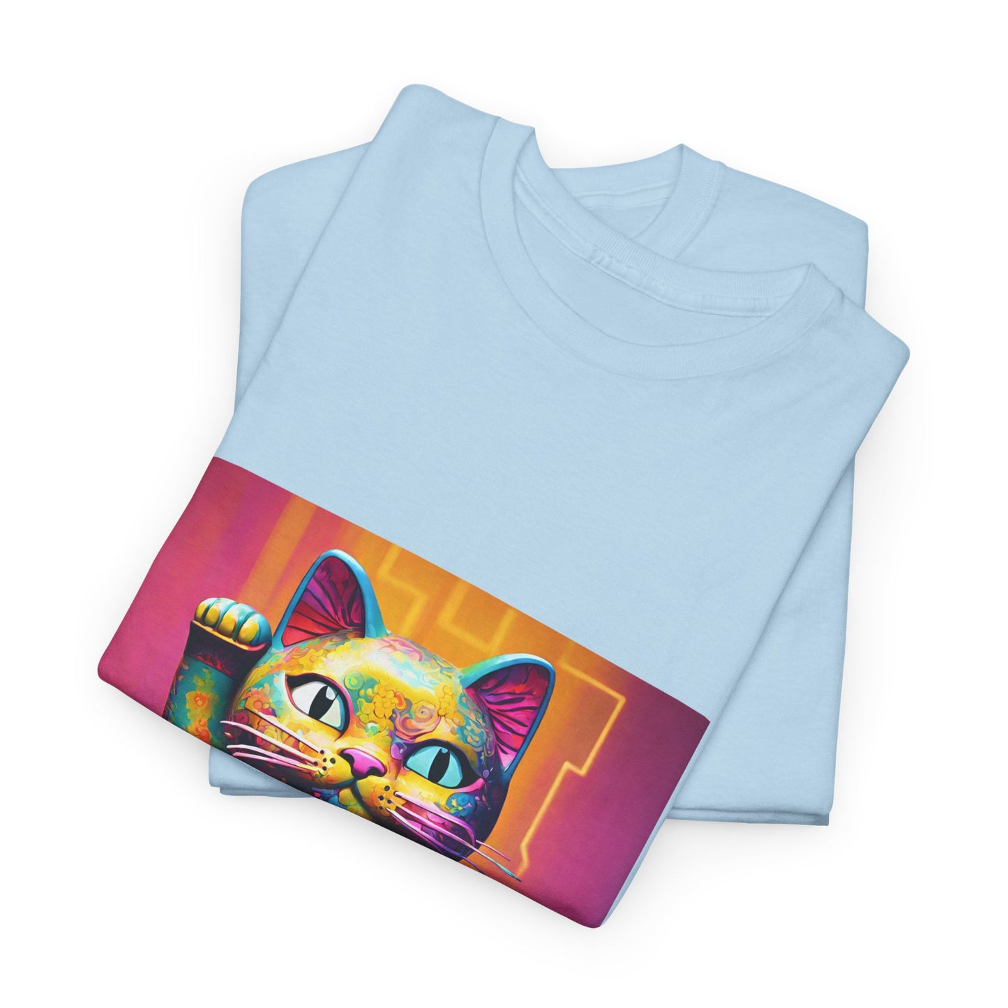 Camiseta de gimnasia Flashlander con el gato de la suerte japonés Manekineko y nombre japonés personalizado