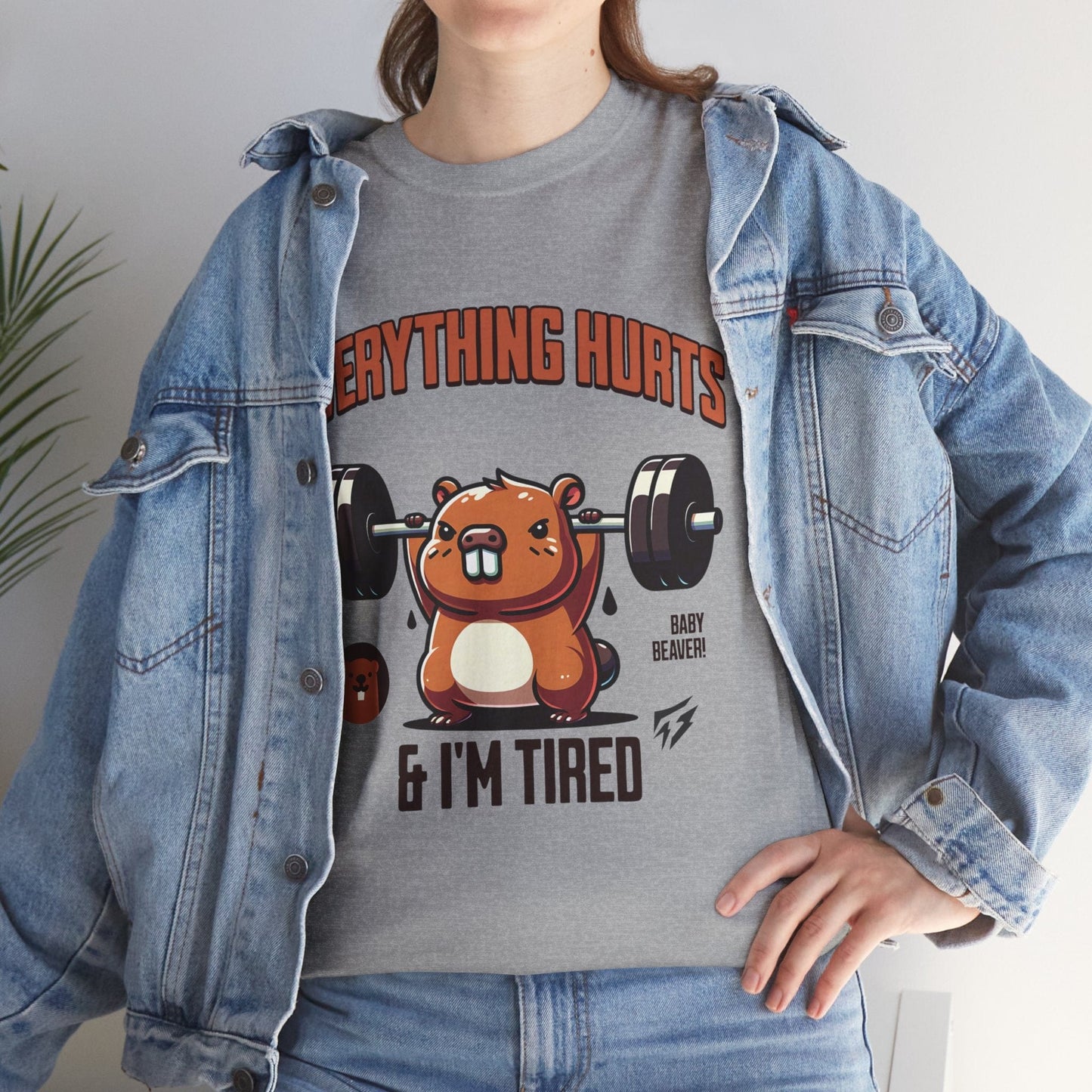 T-shirt de sport Beaver Everything Hurts &amp; I'm Tired T-shirt de sport Flashlander en coton unisexe noir anthracite T-shirt graphique de performance