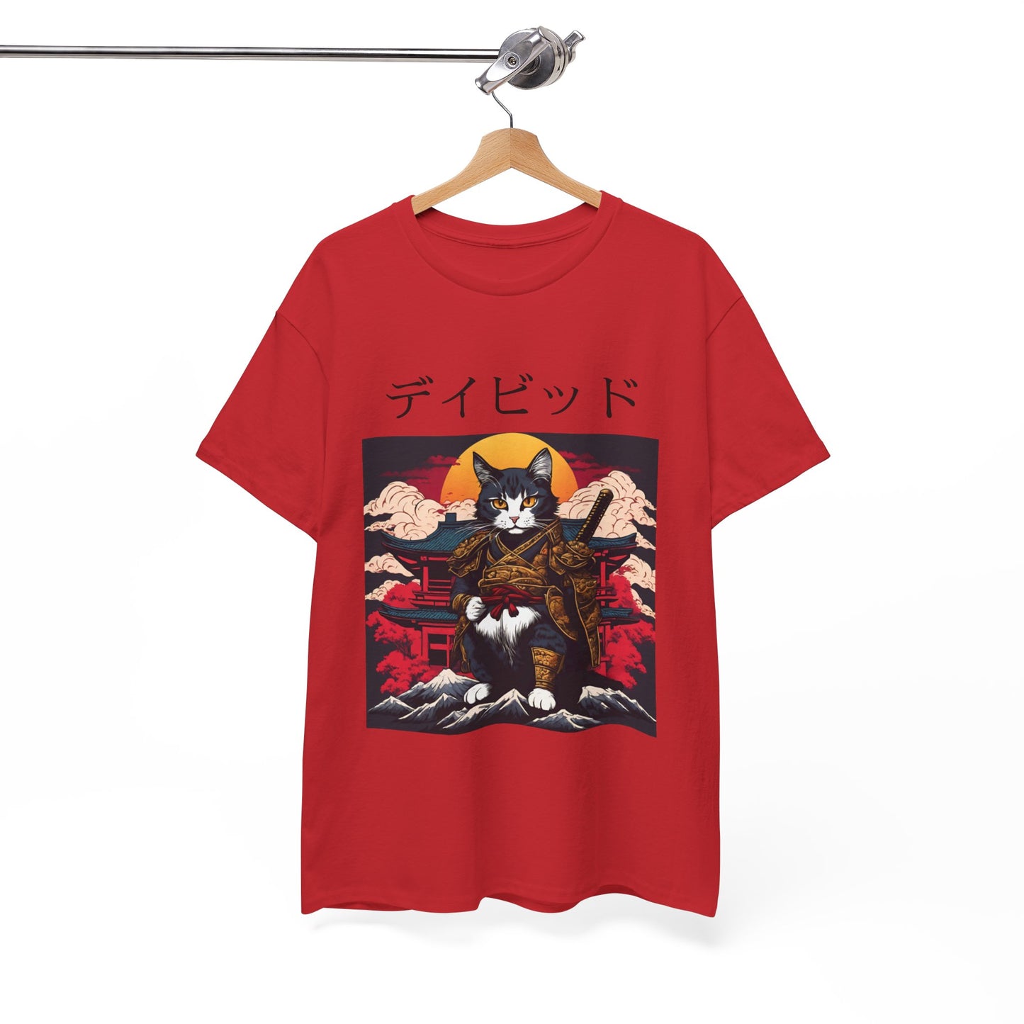 T-shirt japonais personnalisé avec votre nom T-shirt japonais personnalisé T-shirt d'anime de chat samouraï Votre texte Hiragana Katakana Kanji Femmes Hommes T-shirt